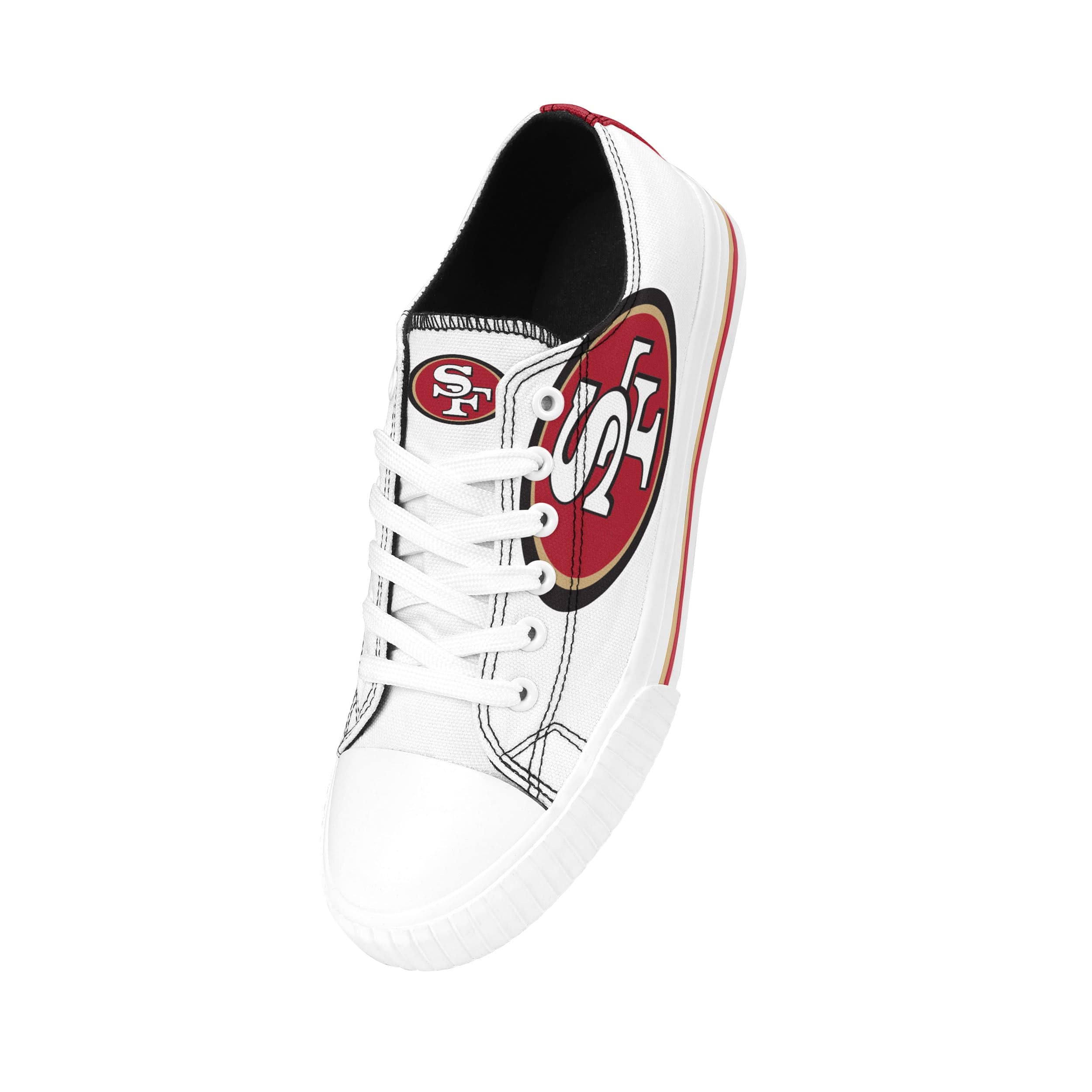 San Francisco 49ers NFL Womens Big Logo Low Top White Canvas Shoes - Image 2