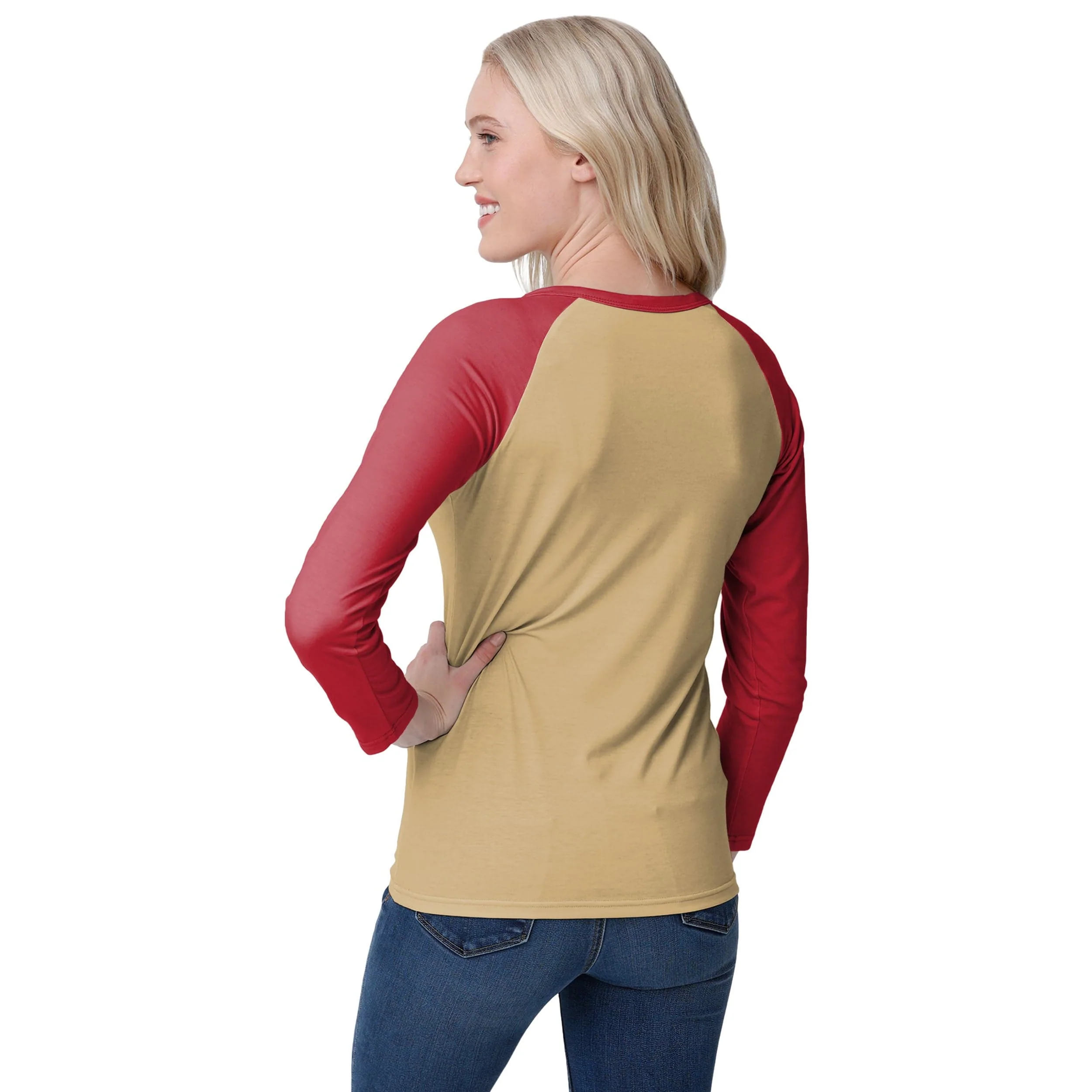 San Francisco 49ers NFL Womens Big Wordmark Long Sleeve Henley - Image 2