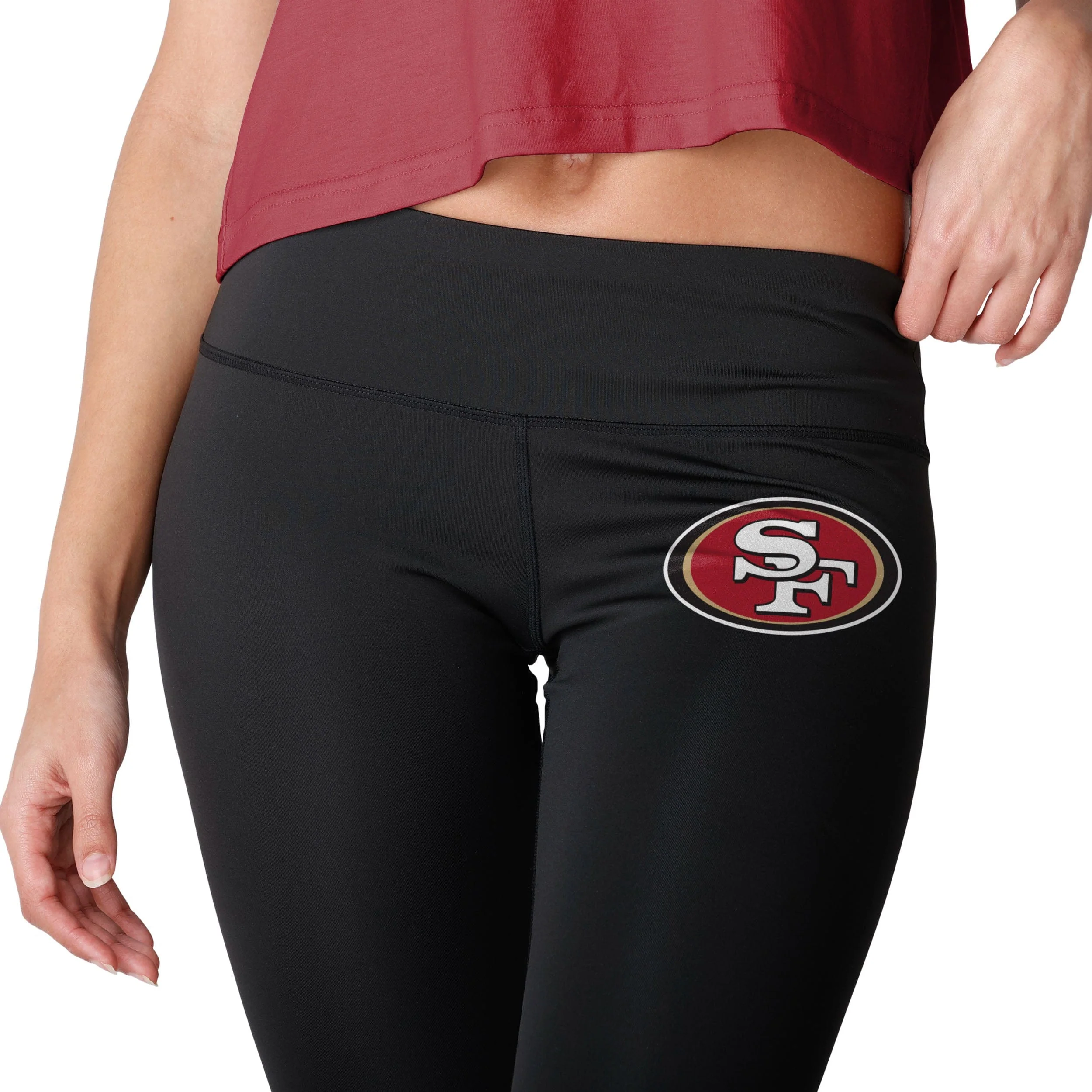 San Francisco 49ers NFL Womens Calf Logo Black Leggings - Image 3