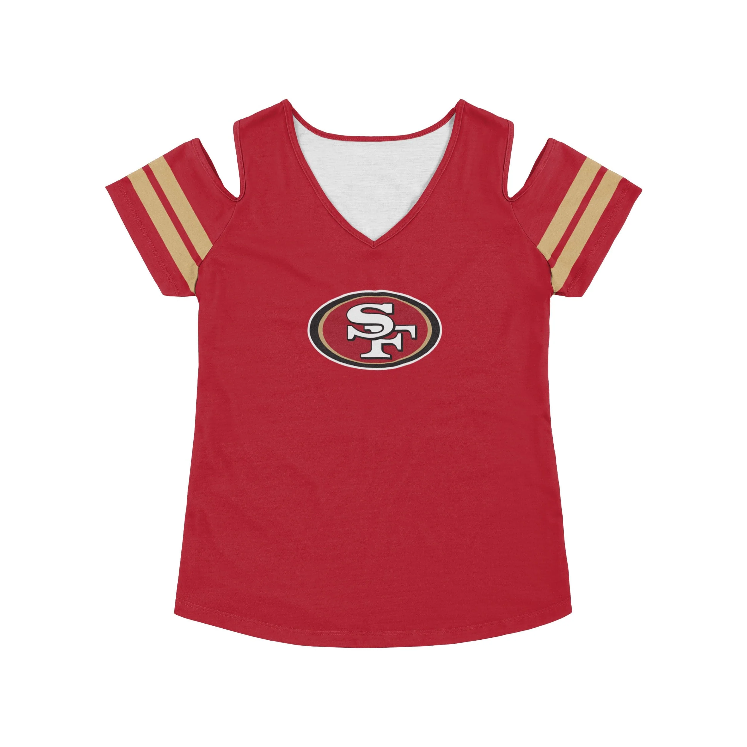San Francisco 49ers NFL Womens Cold Shoulder T-Shirt - Image 4