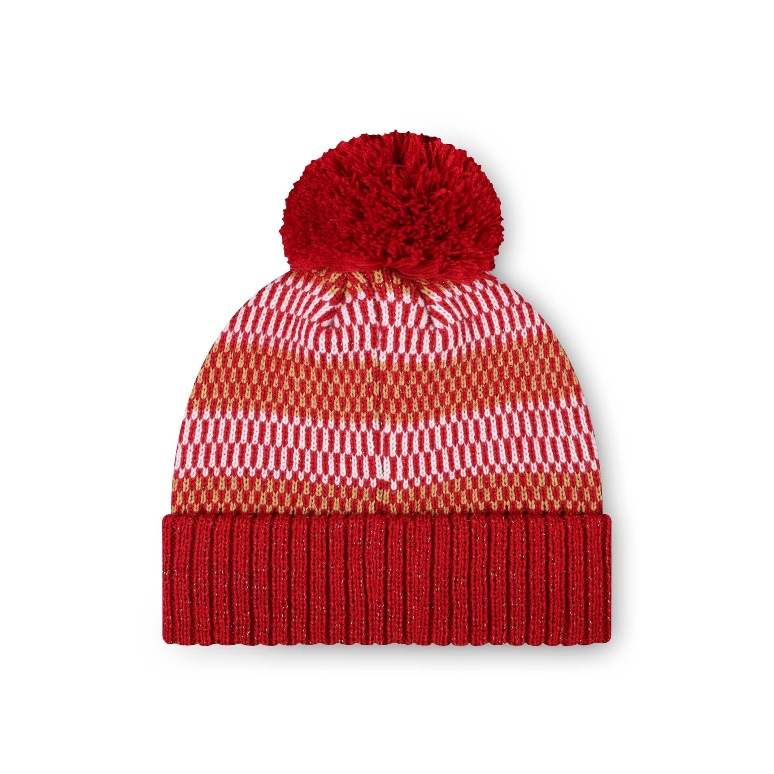 San Francisco 49ers NFL Womens Cozy Knit Metallic Thread Pom Beanie - Image 2