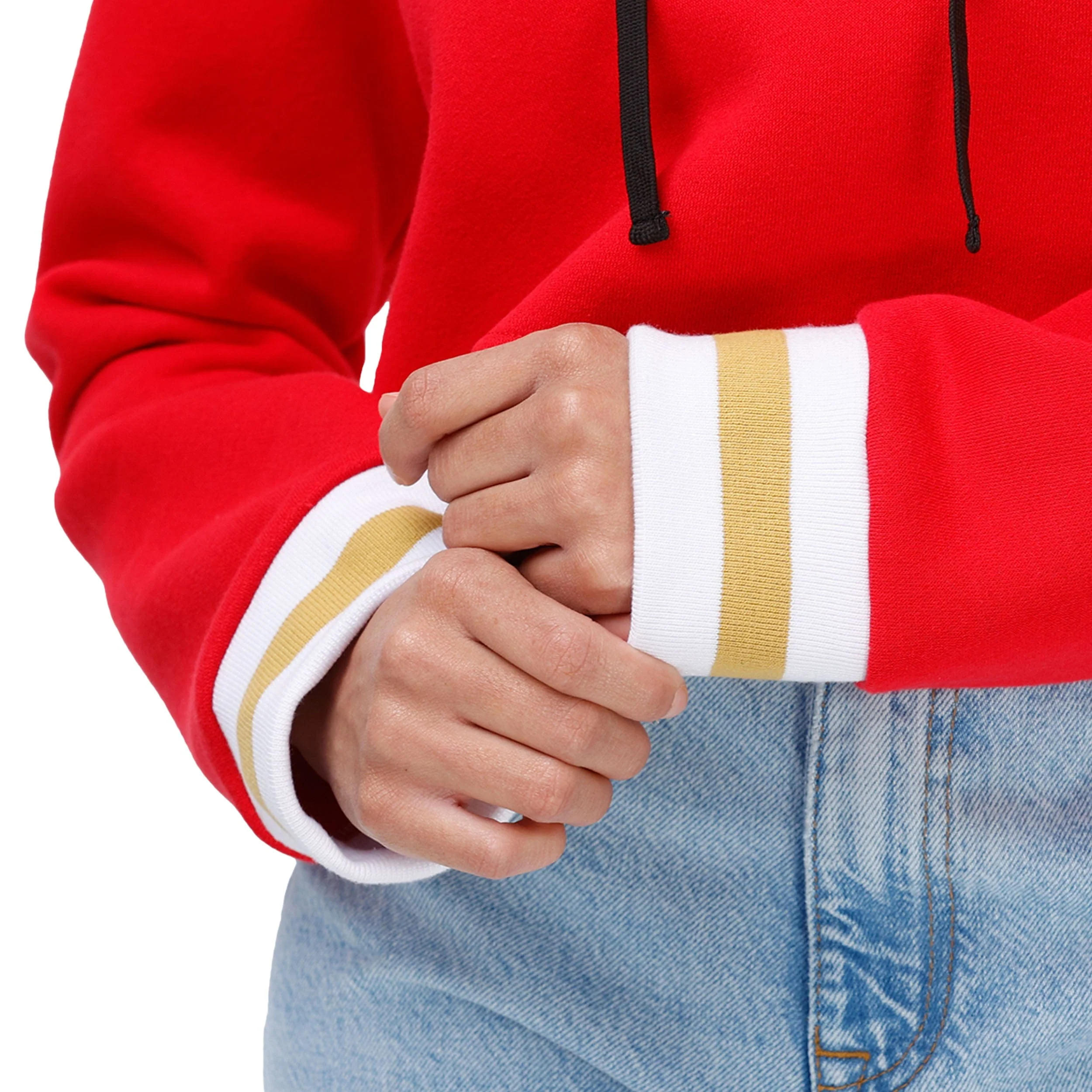 San Francisco 49ers NFL Womens Cropped Chenille Hoodie - Image 5