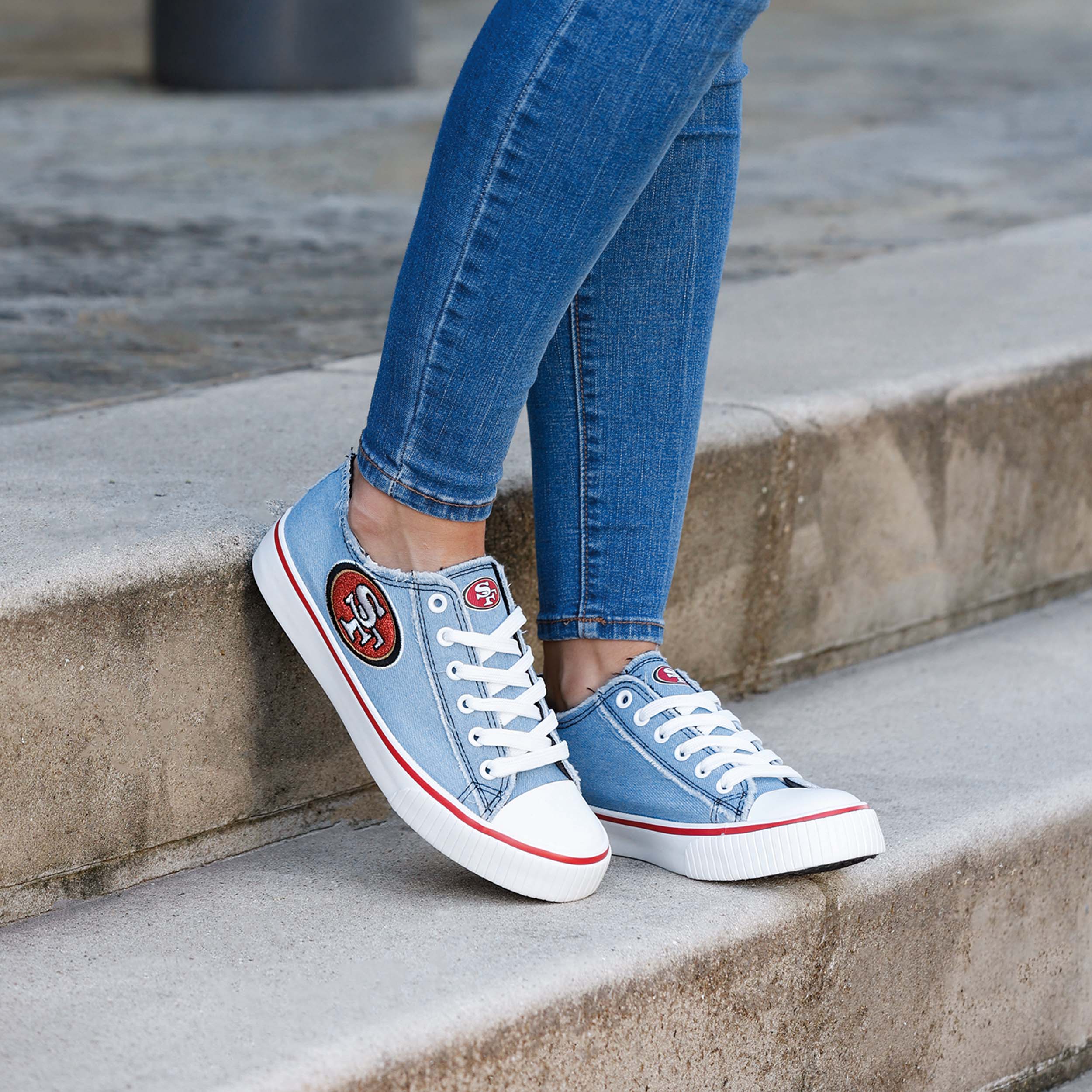 San Francisco 49ers NFL Womens Denim Low Top Canvas Shoes - Image 3