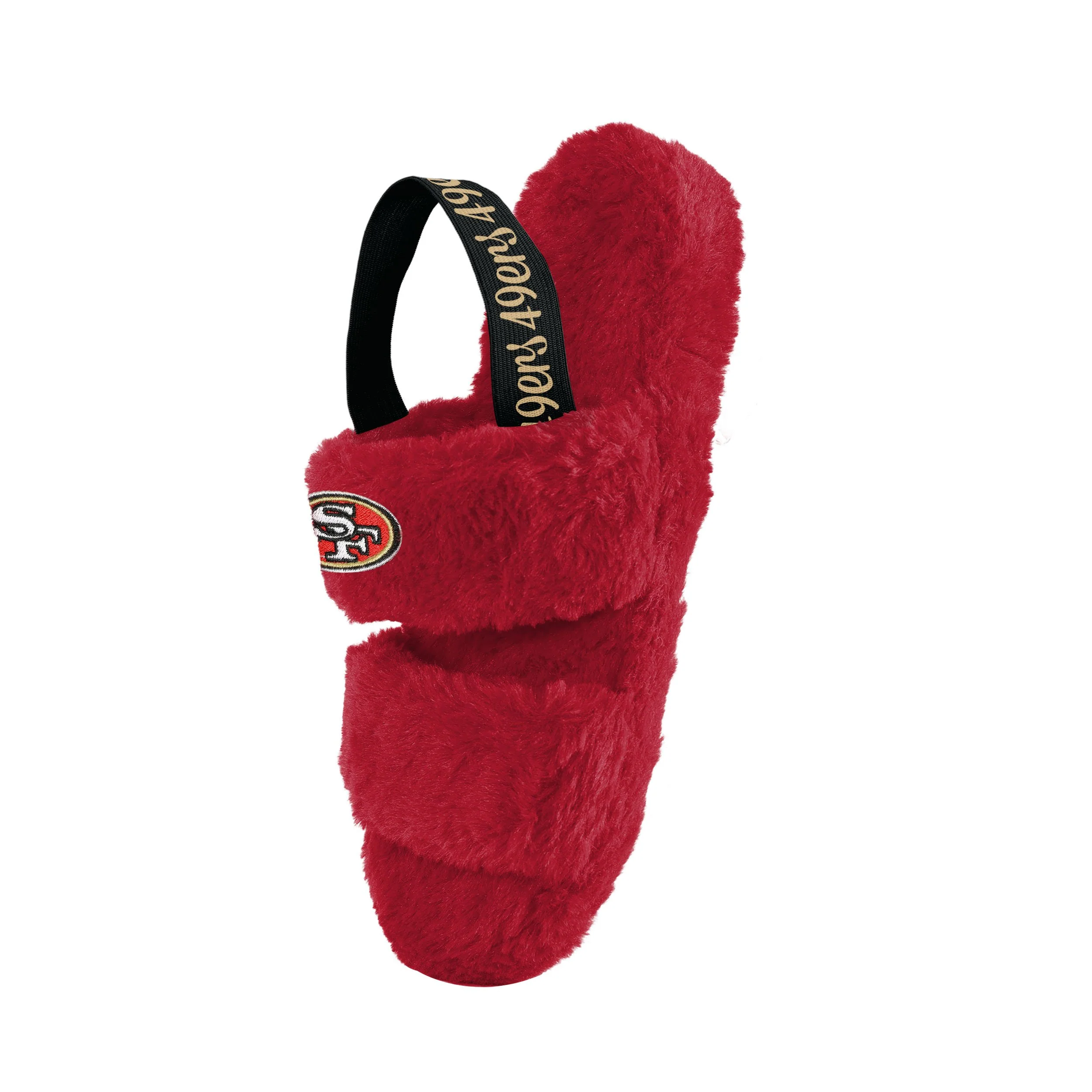 San Francisco 49ers NFL Womens Heel Strap Wordmark Fur Slide - Image 3