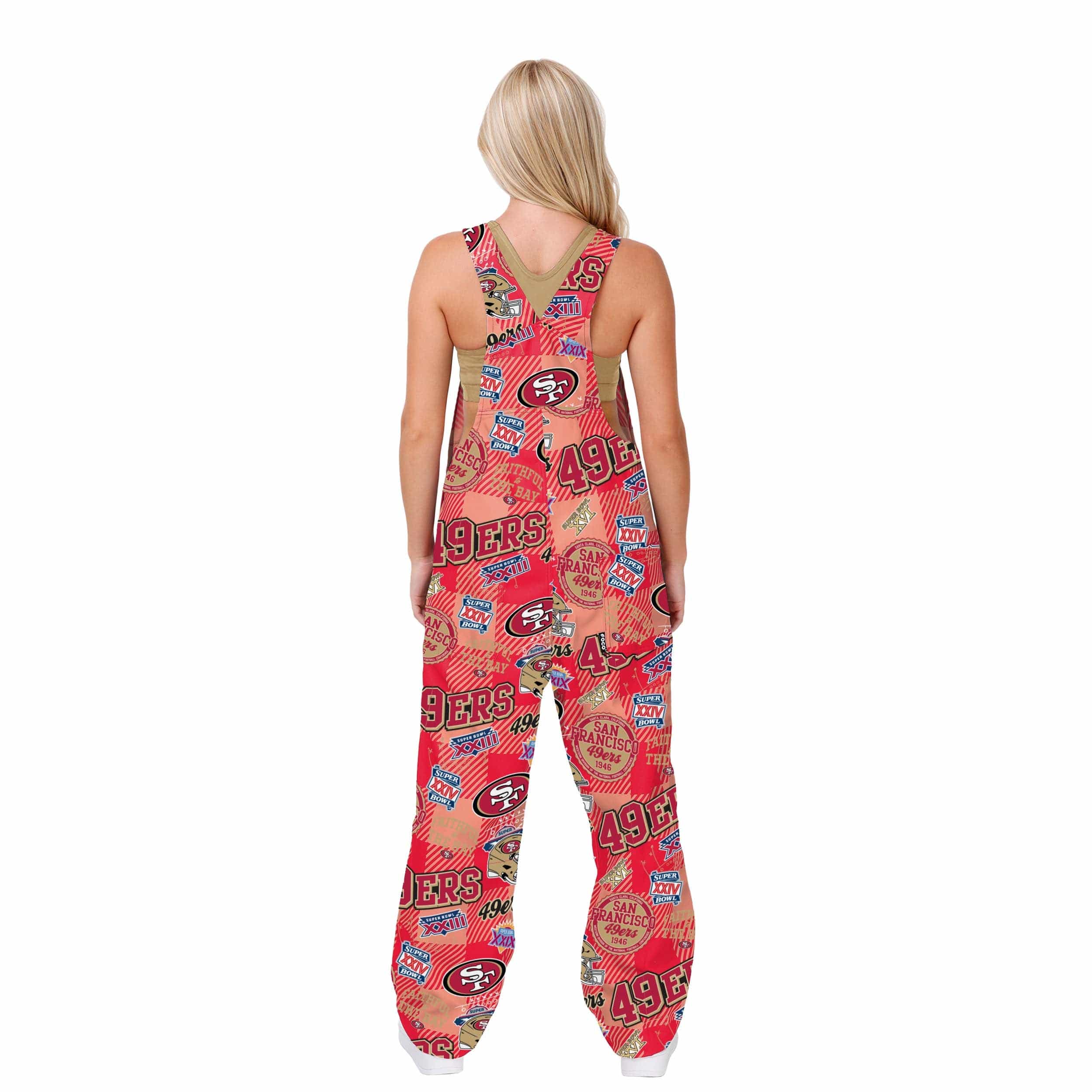 San Francisco 49ers NFL Womens Historic Print Bib Overalls - Image 2