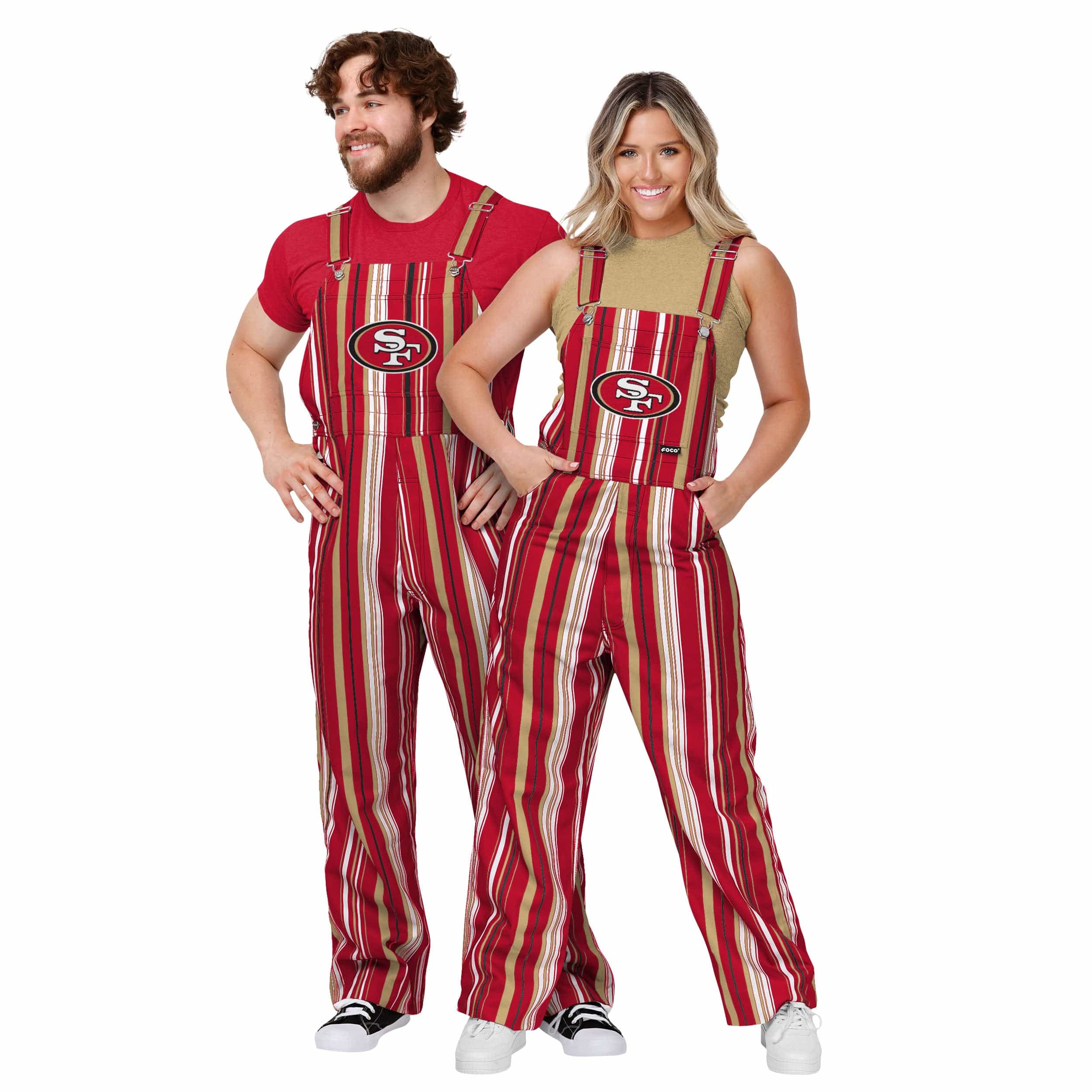 San Francisco 49ers NFL Womens Hyper Stripe Bib Overalls - Image 3