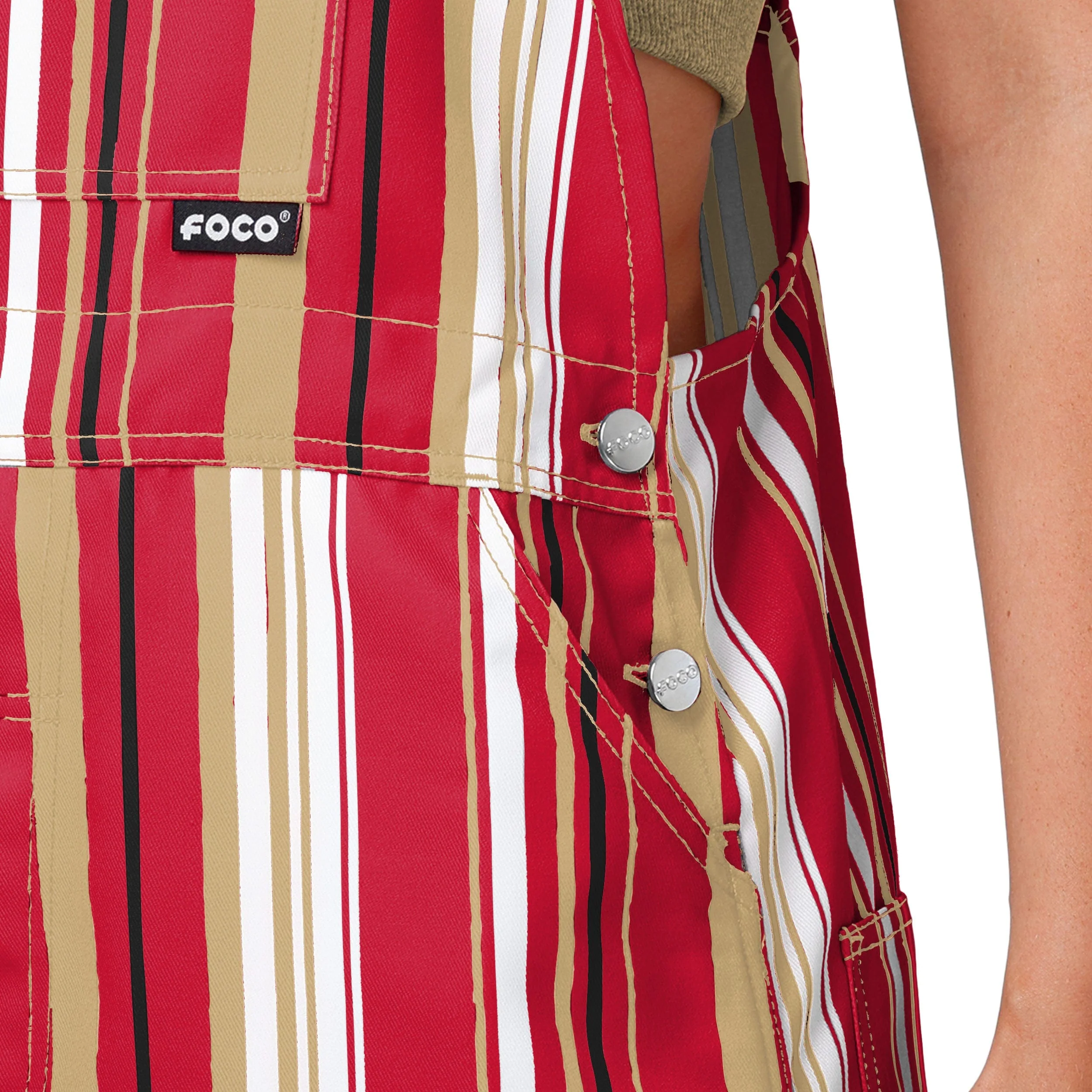 San Francisco 49ers NFL Womens Hyper Stripe Bib Overalls - Image 5