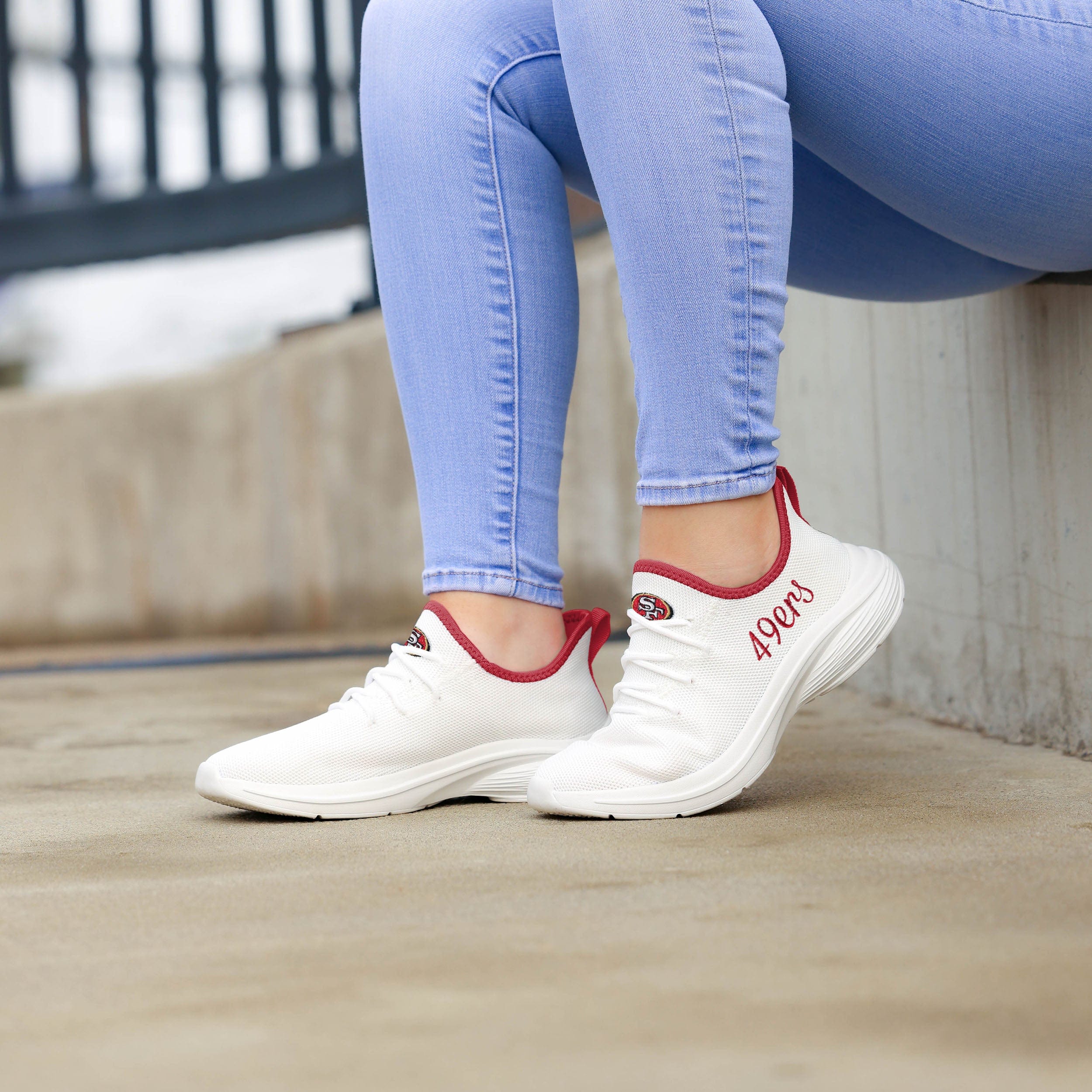 San Francisco 49ers NFL Womens Midsole White Sneakers - Image 3