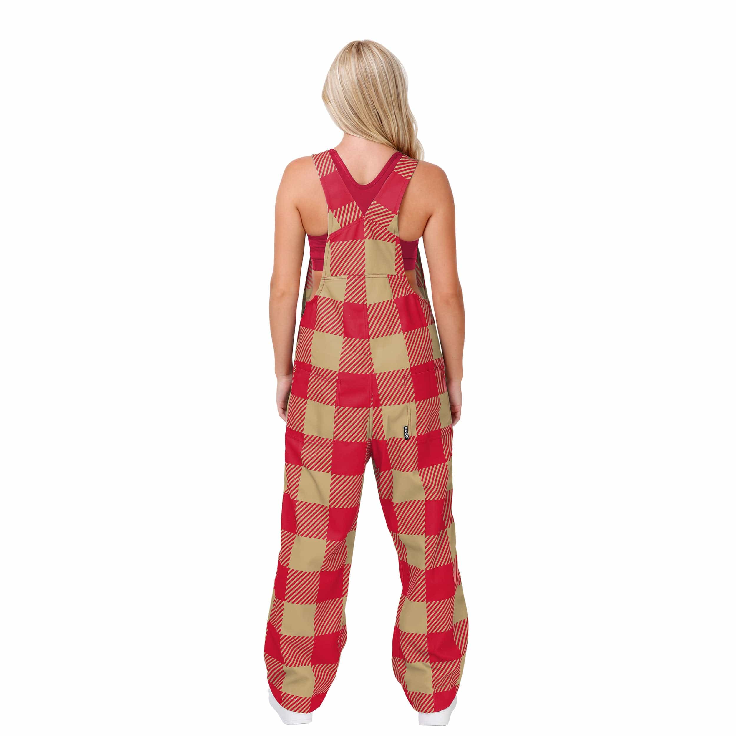 San Francisco 49ers NFL Womens Plaid Bib Overalls - Image 2