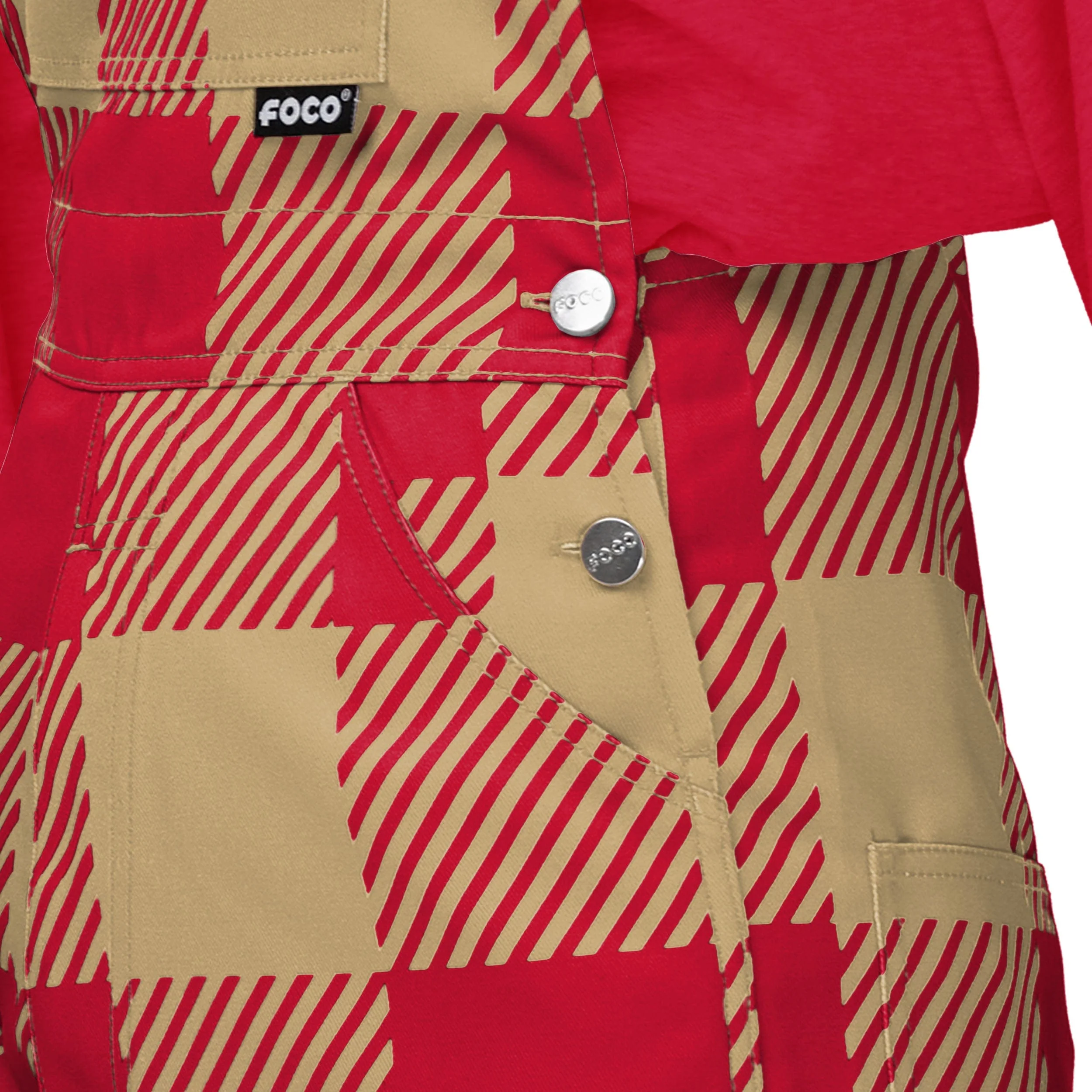 San Francisco 49ers NFL Womens Plaid Bib Overalls - Image 5