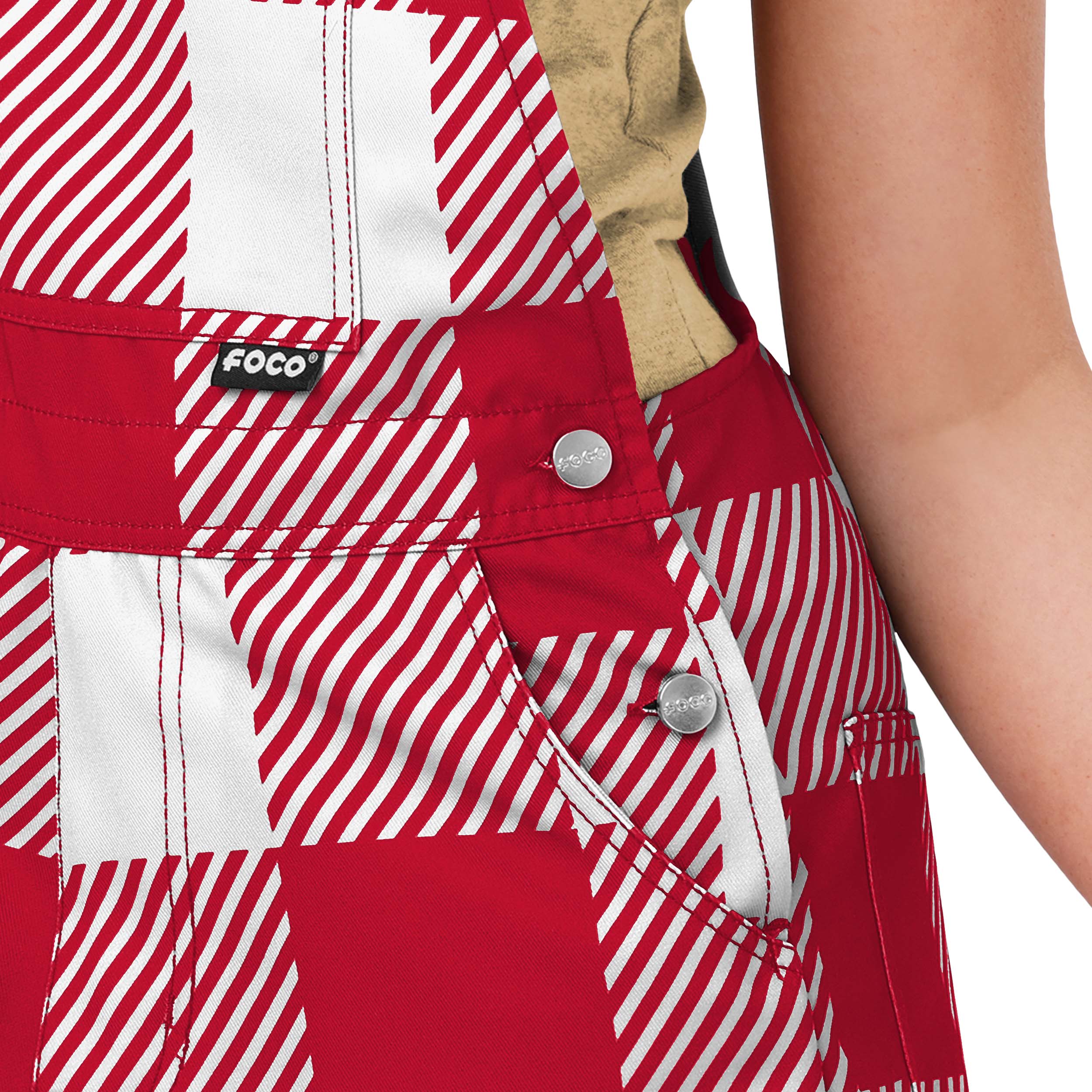 San Francisco 49ers NFL Womens Plaid Bib Shortalls - Image 4