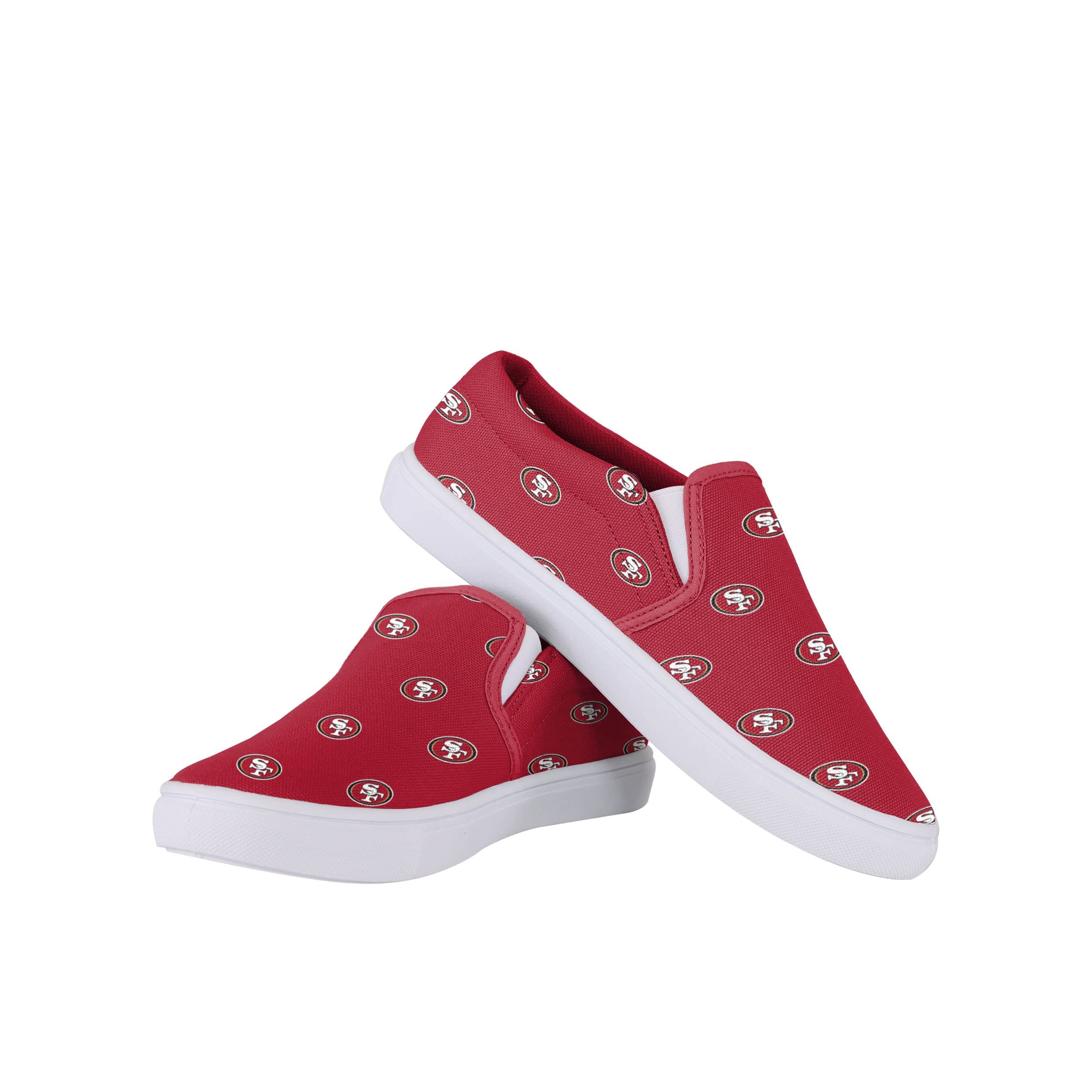 San Francisco 49ers NFL Womens Repeat Logo Slip On Canvas Shoe