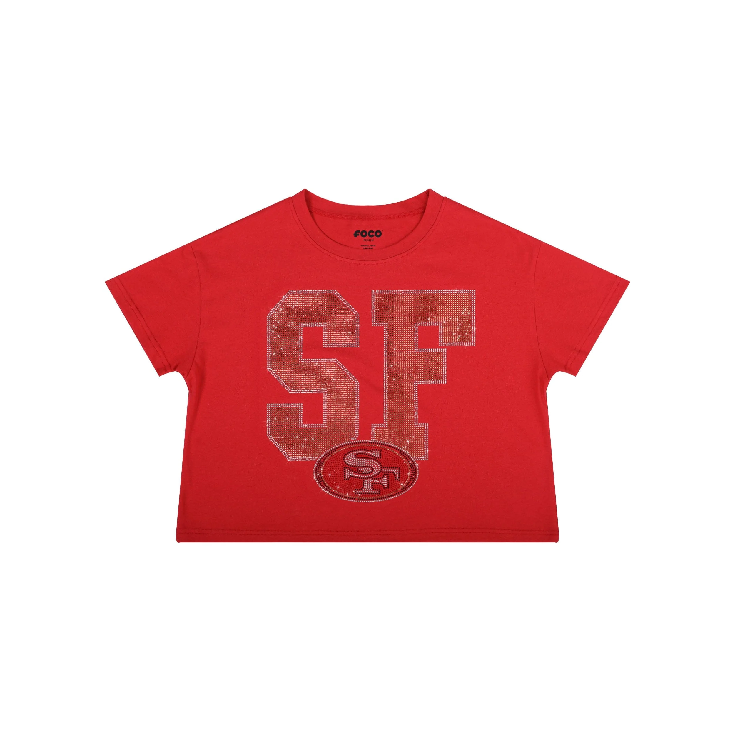 San Francisco 49ers NFL Womens Rhinestone Logo Crop Top - Image 4