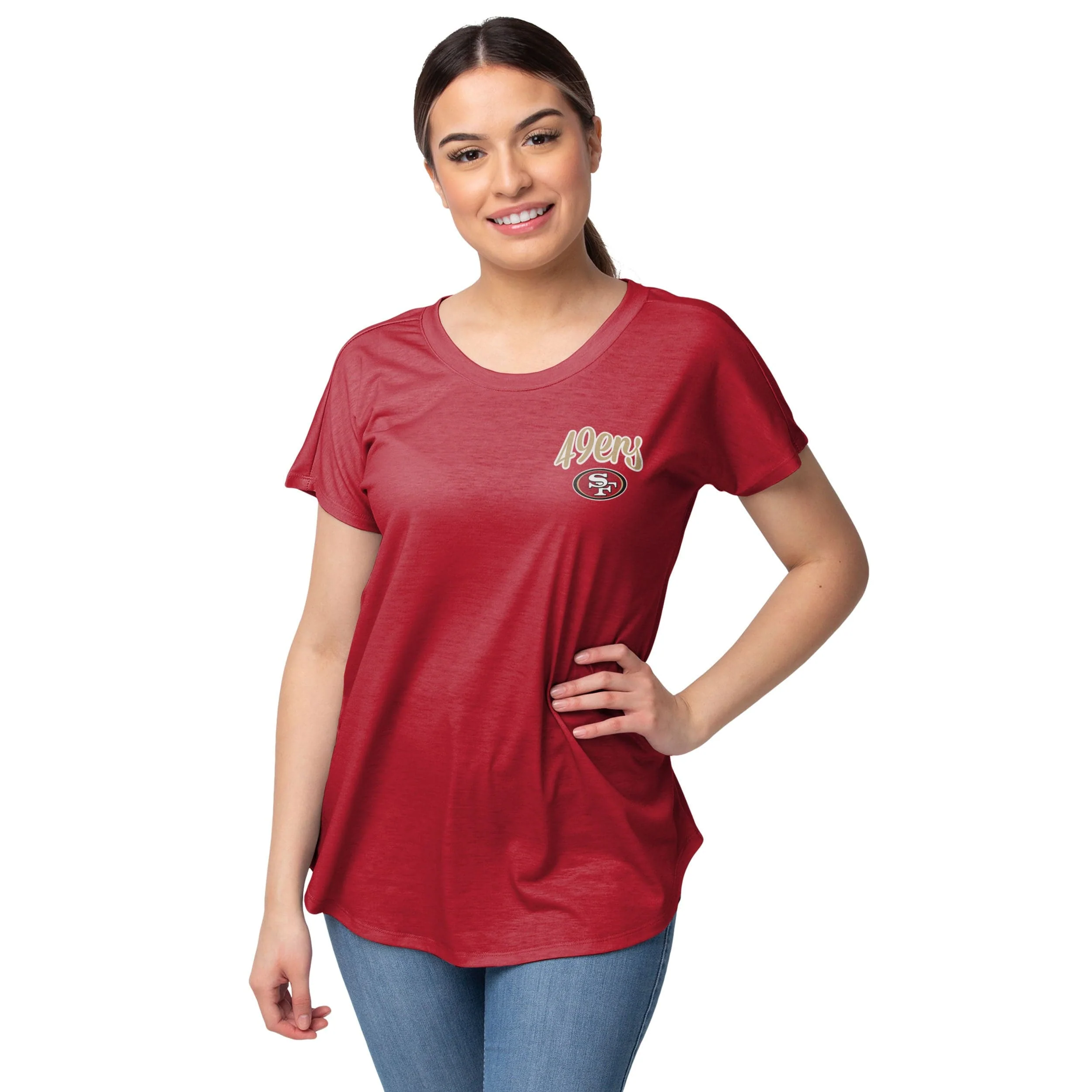 San Francisco 49ers NFL Womens Script Wordmark Tunic Top
