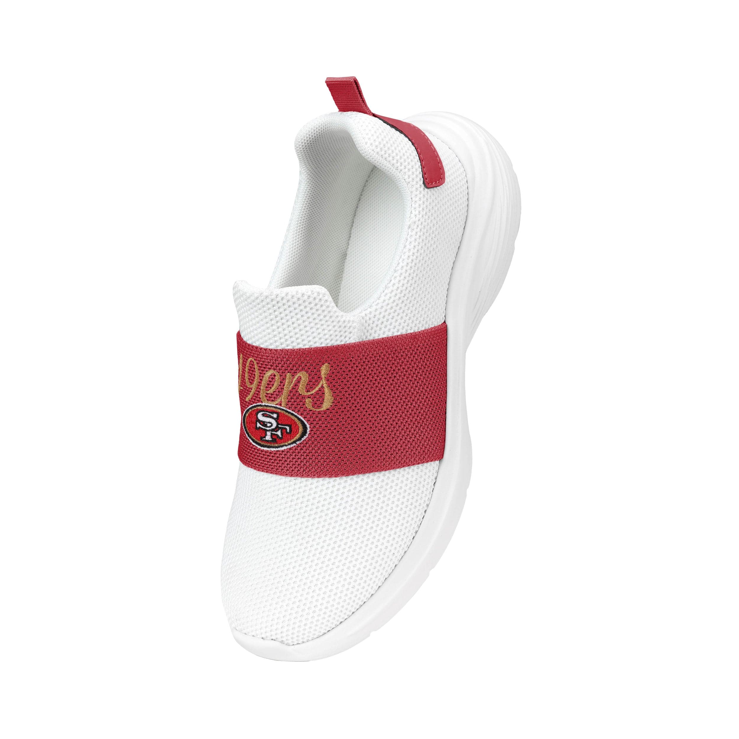San Francisco 49ers NFL Womens Script Wordmark White Slip On Sneakers - Image 2