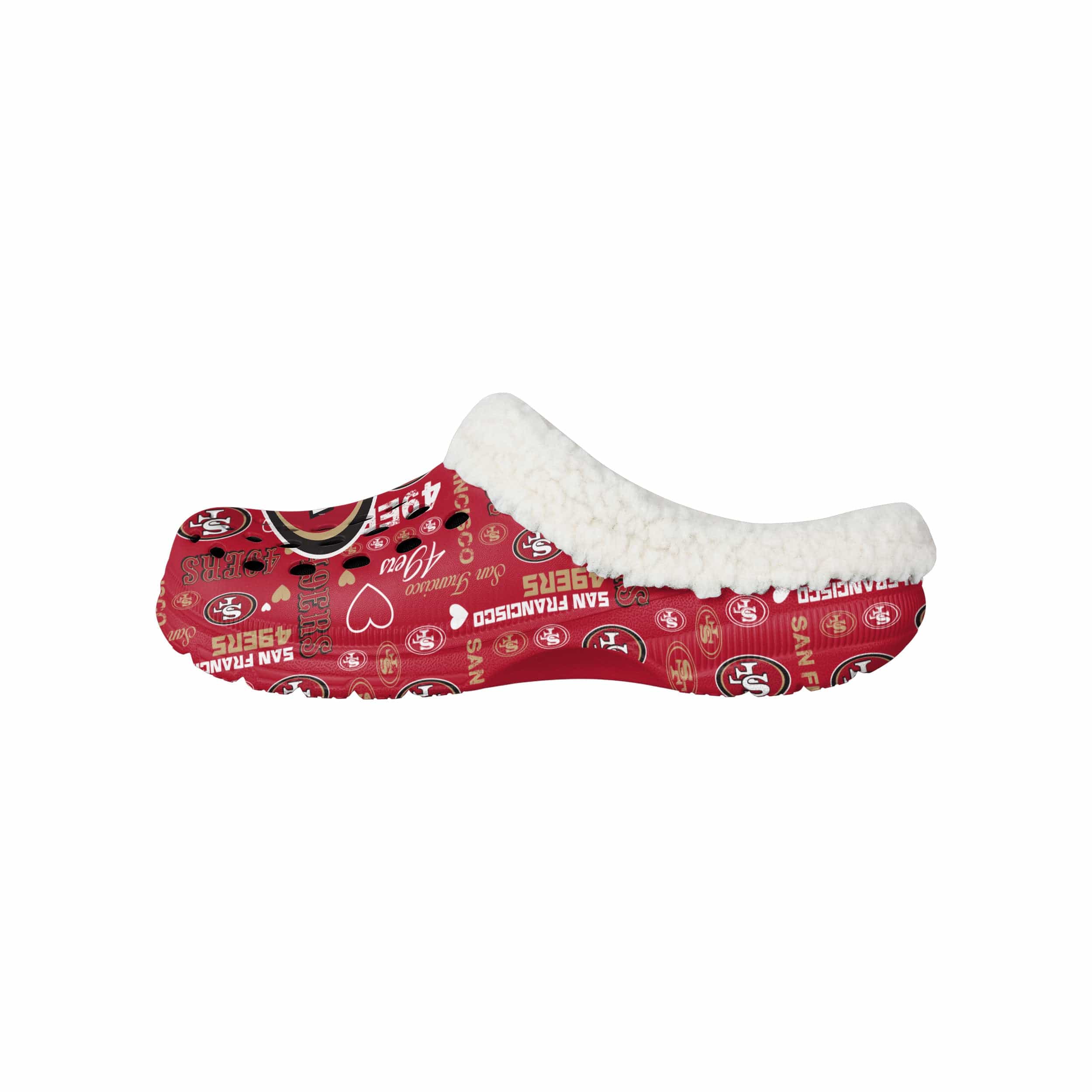 San Francisco 49ers NFL Womens Sherpa Lined Logo Love Clog - Image 2