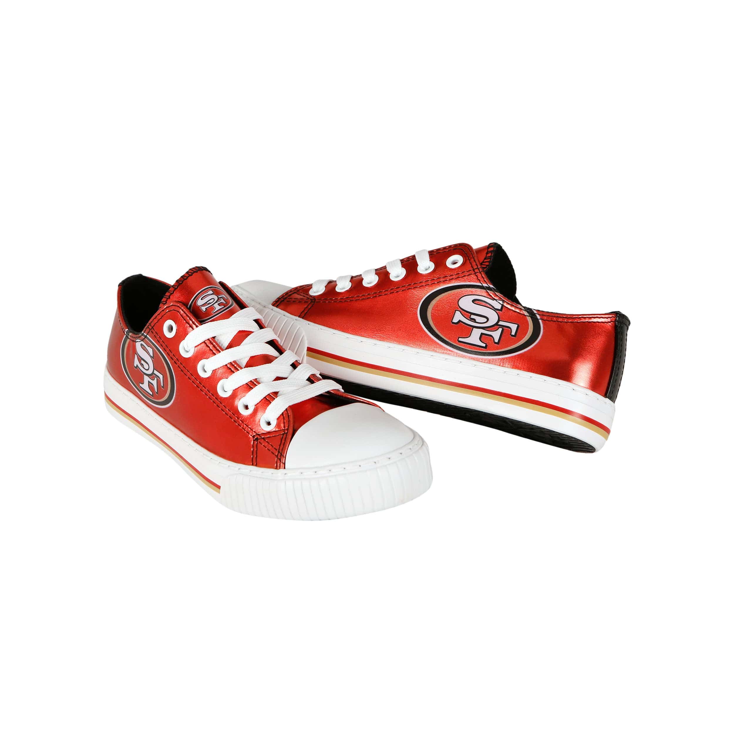San Francisco 49ers NFL Womens Team Color Metallic Low Top Canvas Shoes - Image 4
