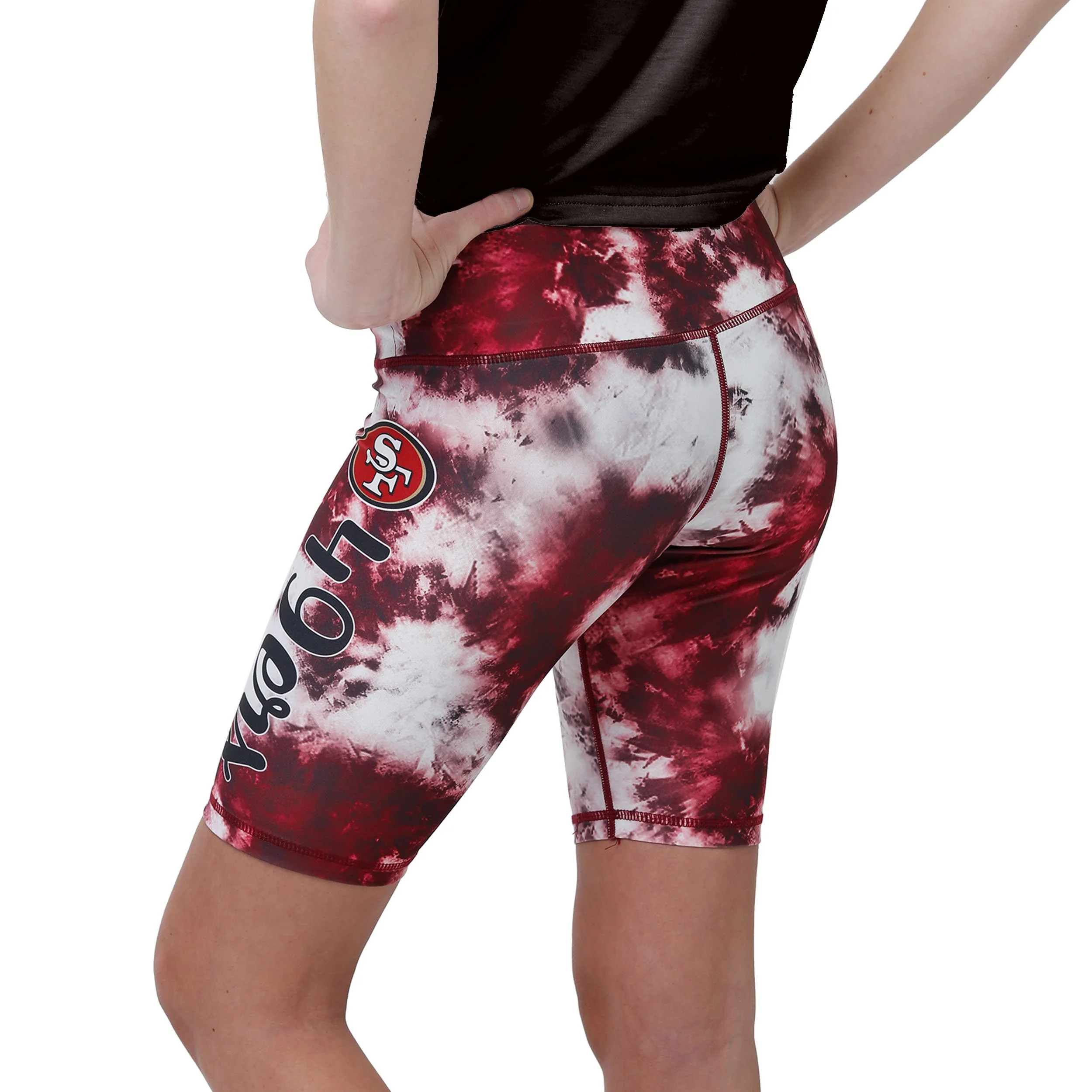 San Francisco 49ers NFL Womens Team Color Tie-Dye Bike Shorts - Image 2