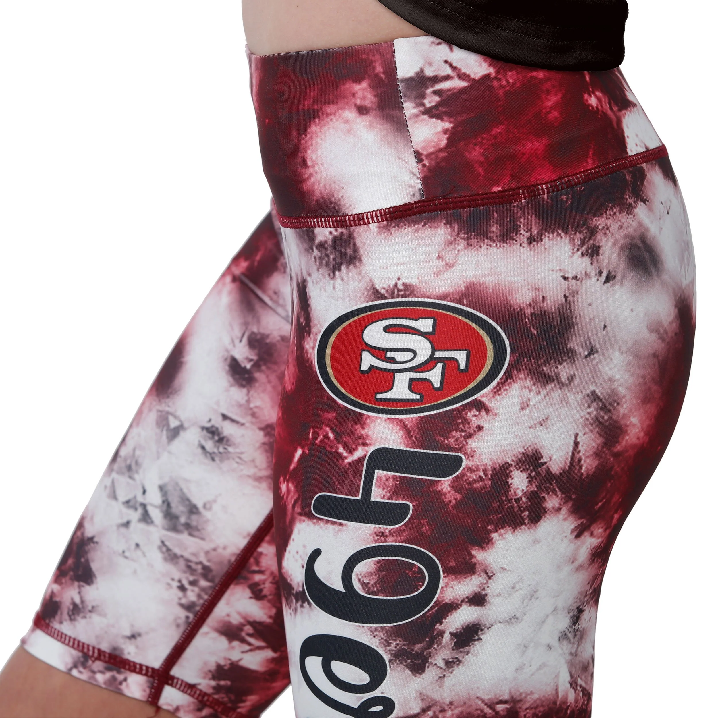 San Francisco 49ers NFL Womens Team Color Tie-Dye Bike Shorts - Image 3