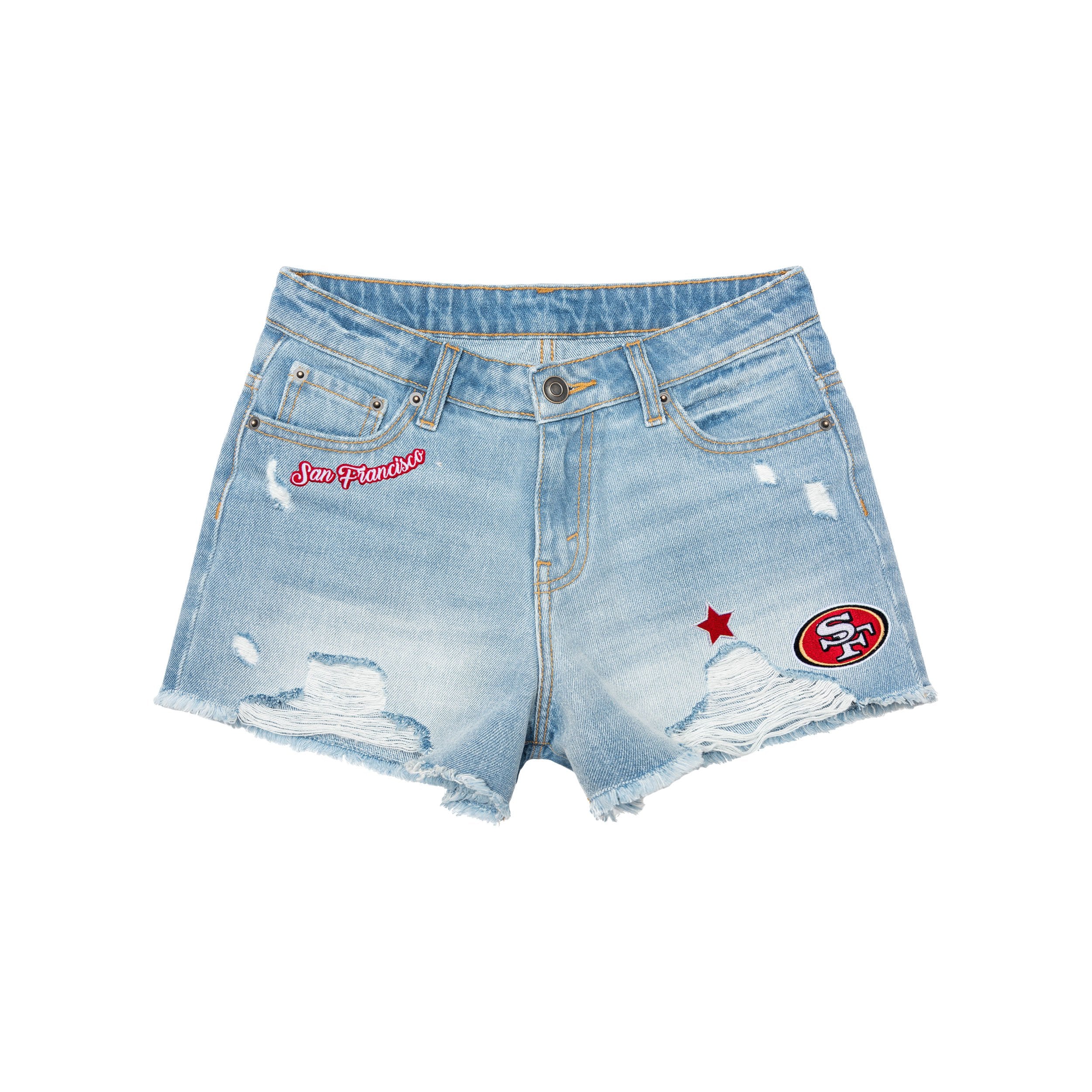 San Francisco 49Ers NFL Womens Team Logo Denim Shorts - Image 3