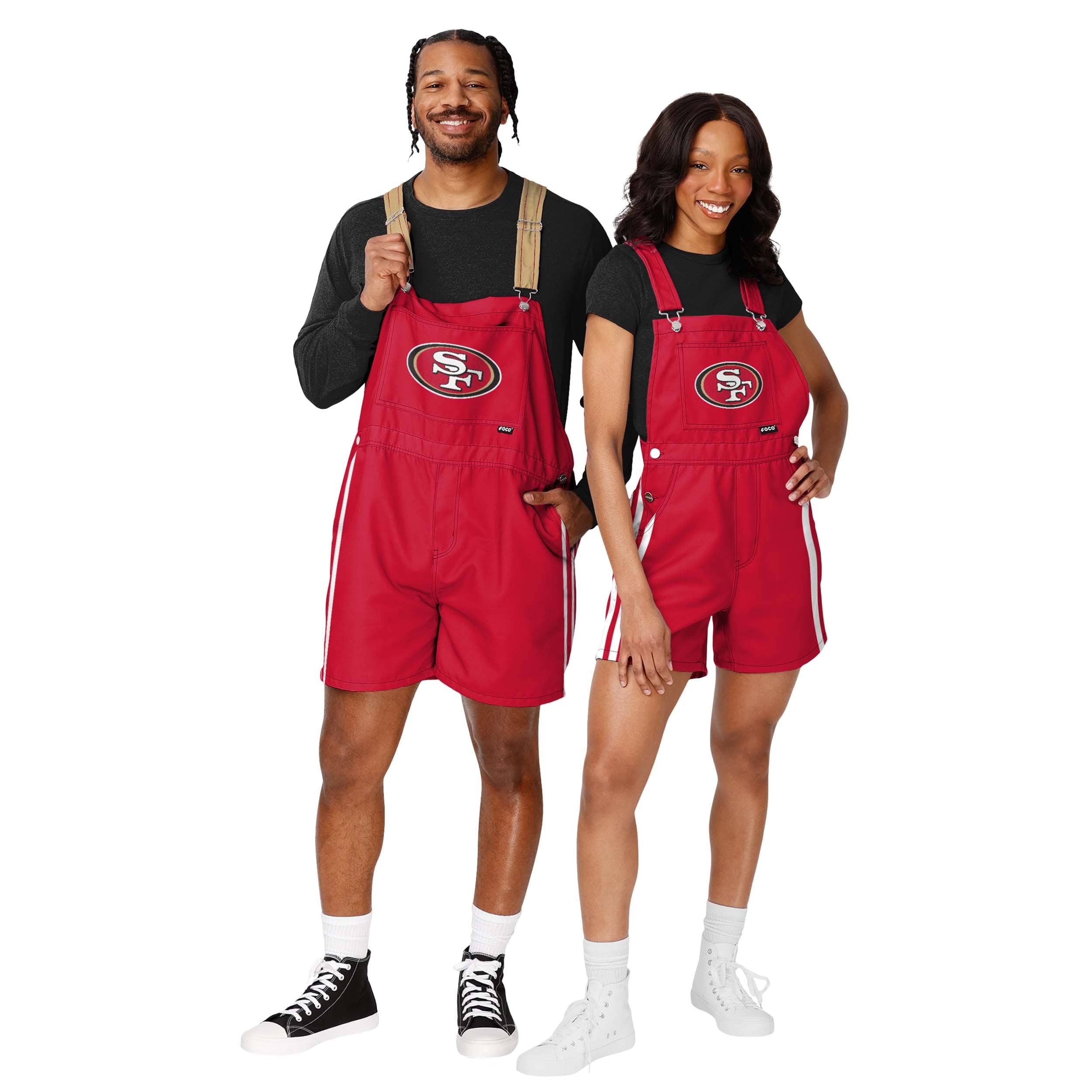 San Francisco 49ers NFL Womens Team Stripe Bib Shortalls - Image 3
