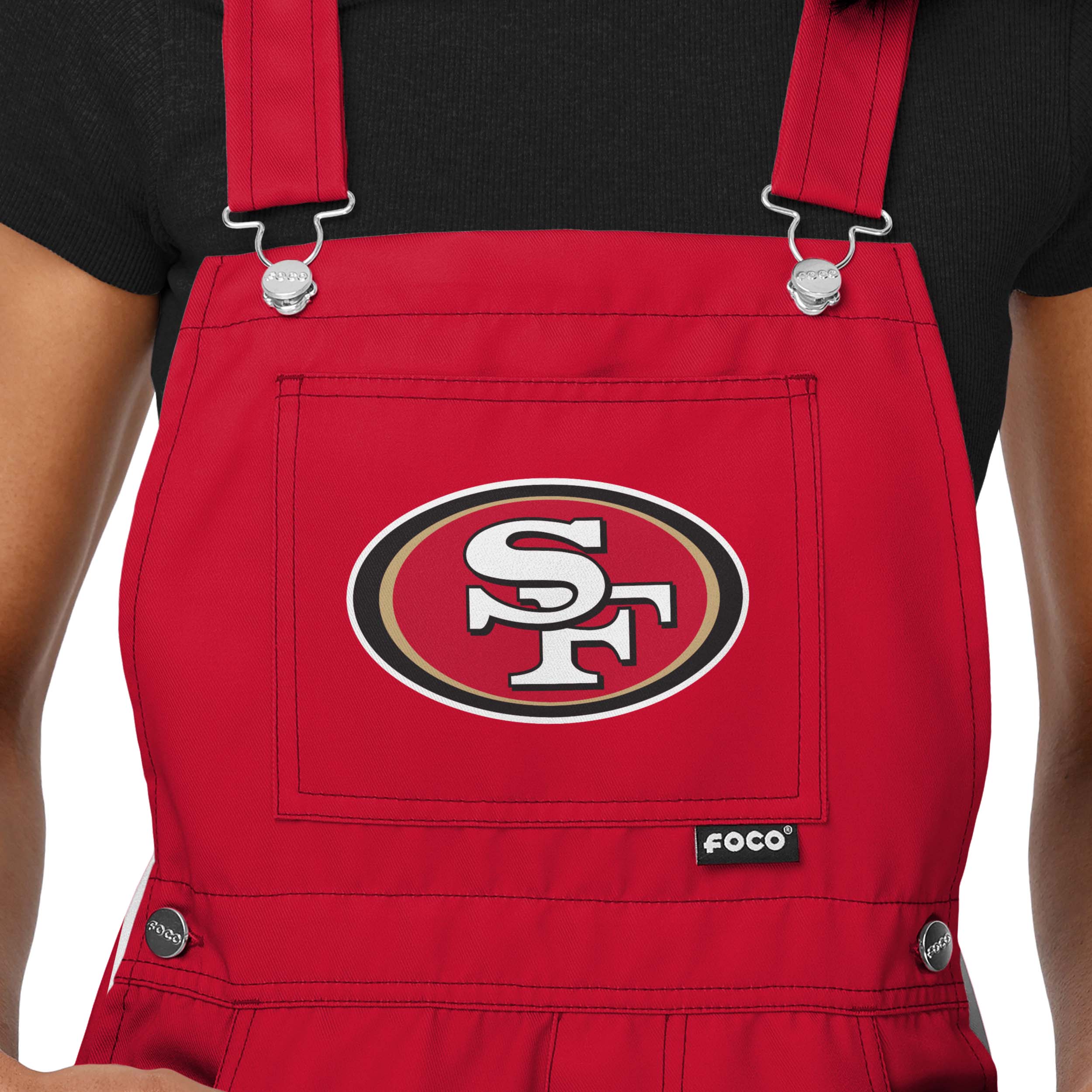 San Francisco 49ers NFL Womens Team Stripe Bib Shortalls - Image 4