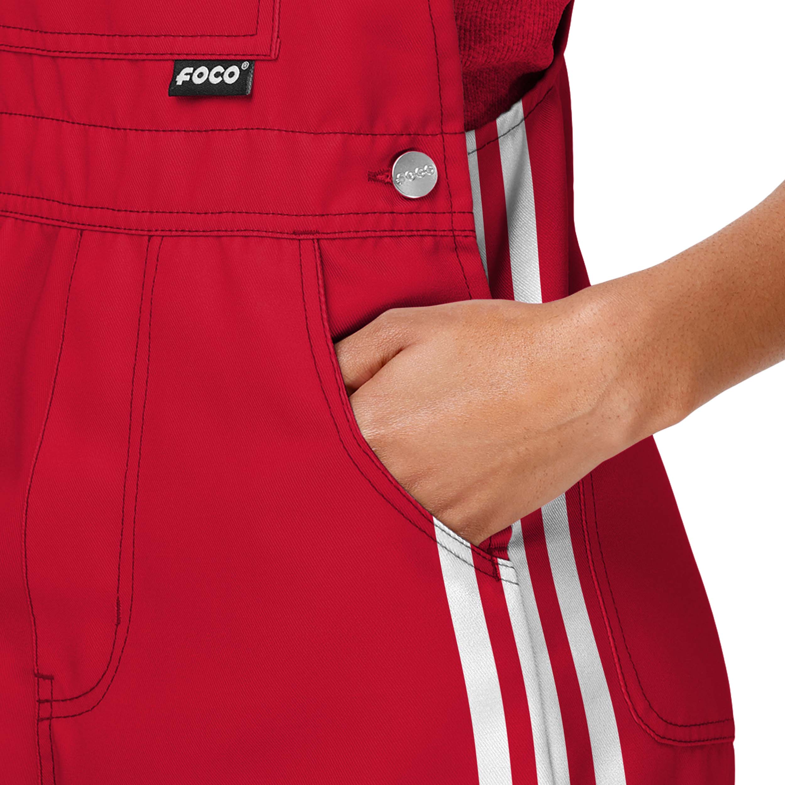 San Francisco 49ers NFL Womens Team Stripe Bib Shortalls - Image 5