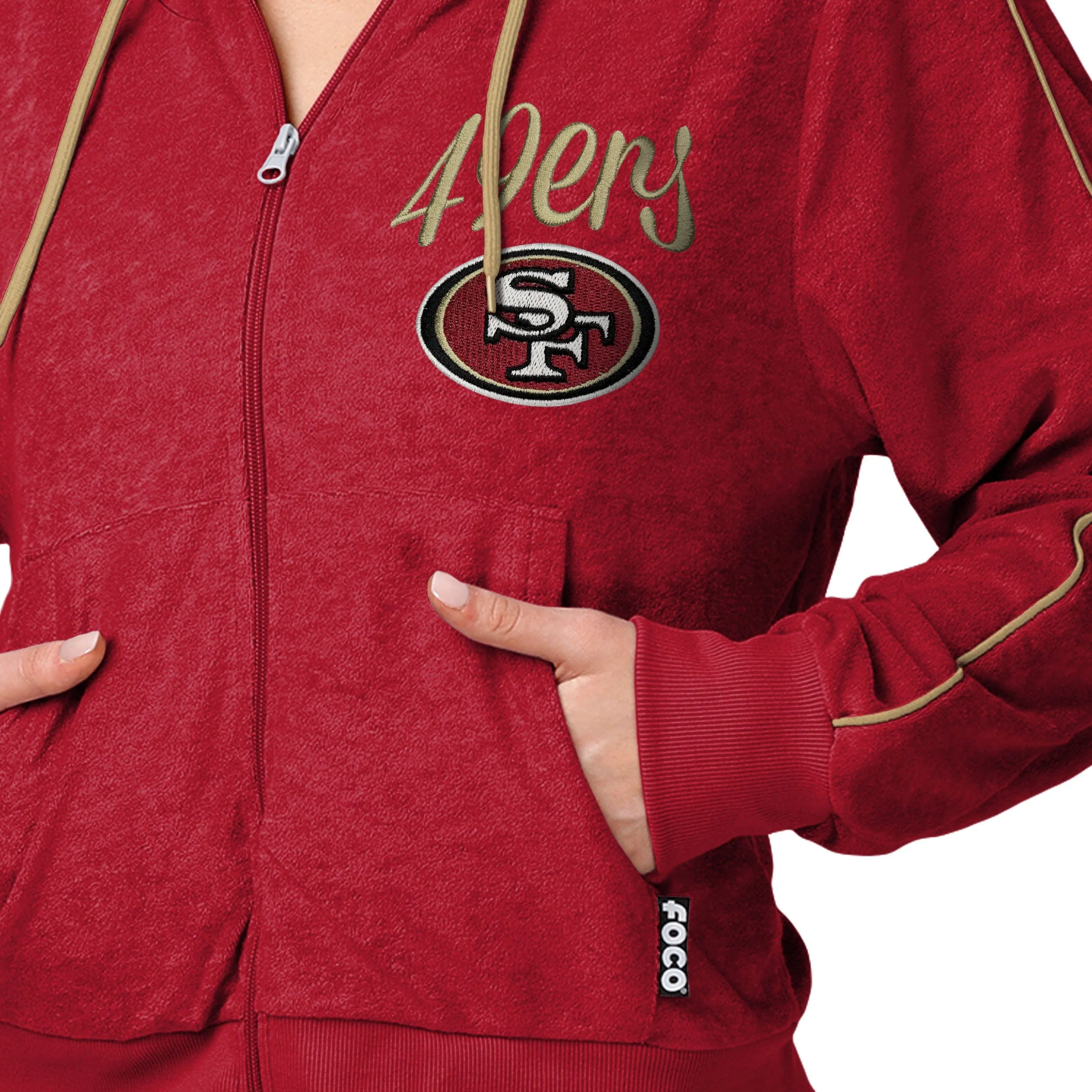 San Francisco 49ers NFL Womens Terry Knit Zip Up Top - Image 4