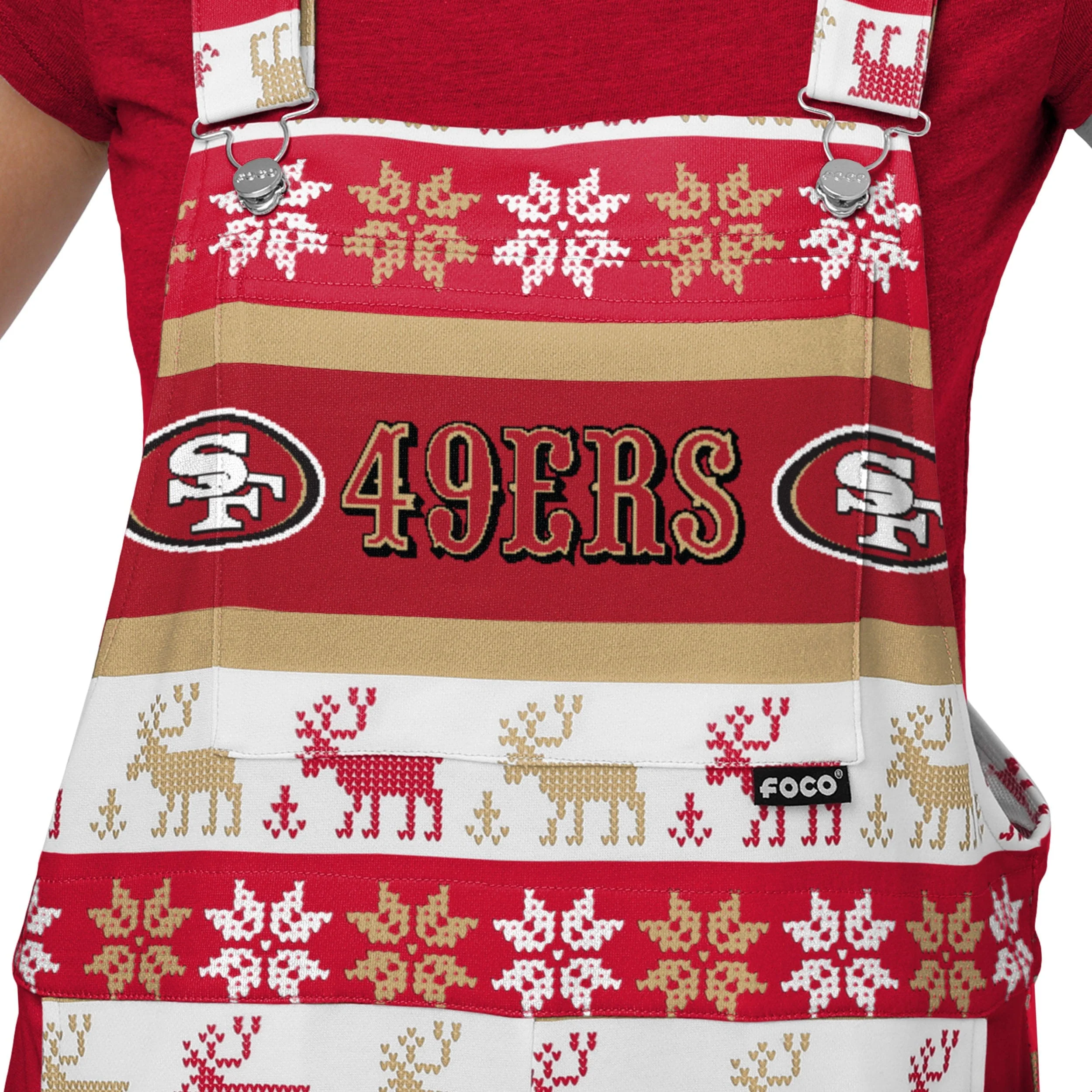 San Francisco 49ers NFL Womens Ugly Home Gating Bib Overalls - Image 4