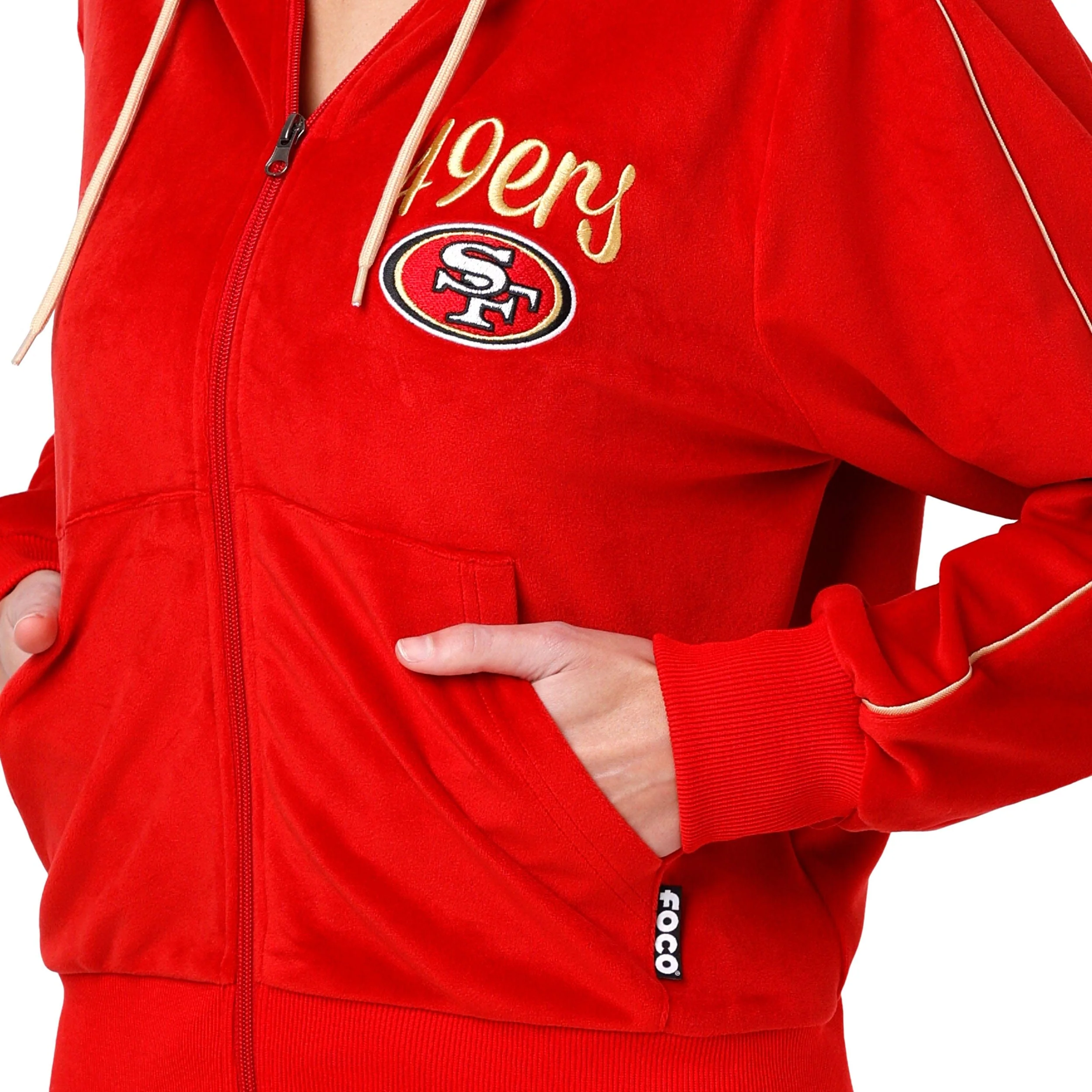 San Francisco 49ers NFL Womens Velour Zip Up Top - Image 3