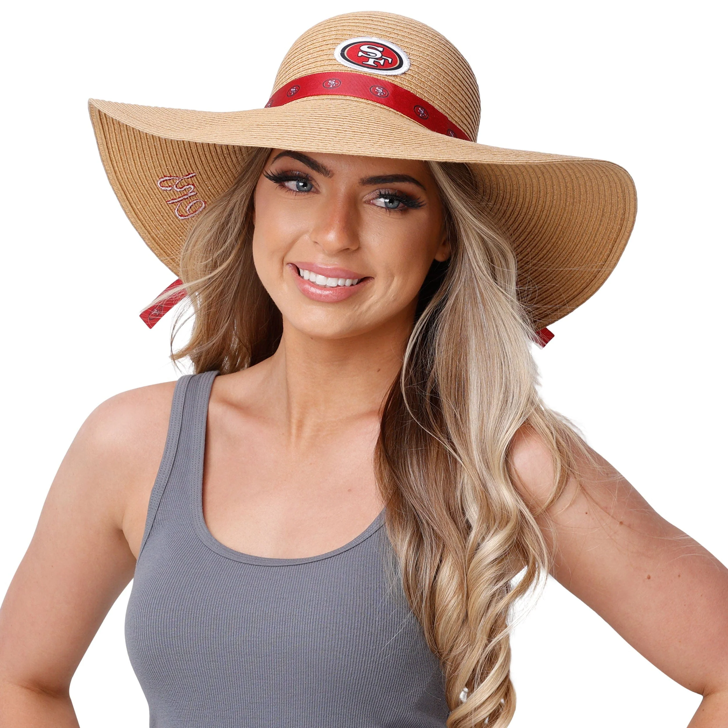 San Francisco 49ers NFL Womens Wordmark Beach Straw Hat - Image 3