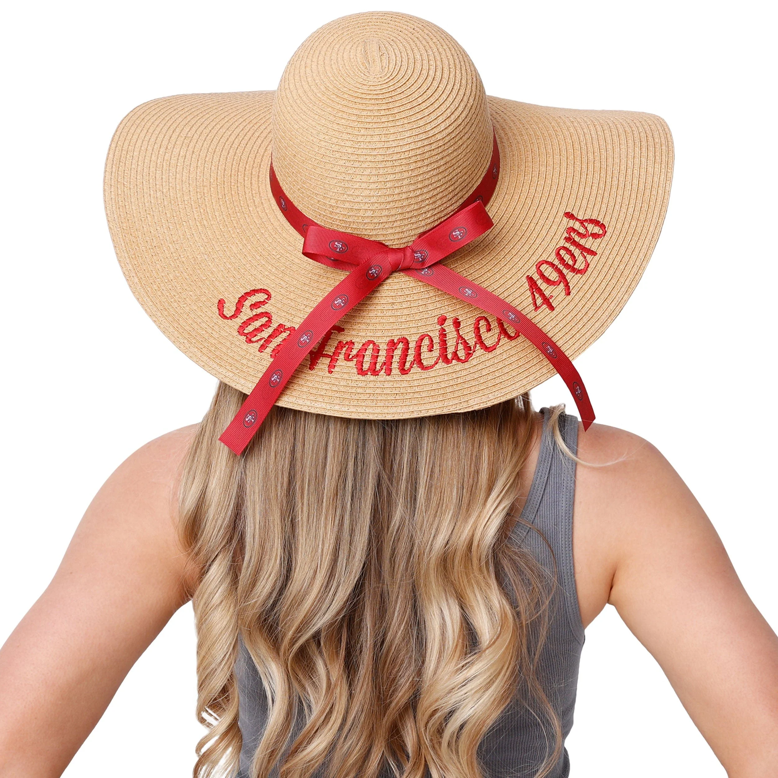 San Francisco 49ers NFL Womens Wordmark Beach Straw Hat - Image 4