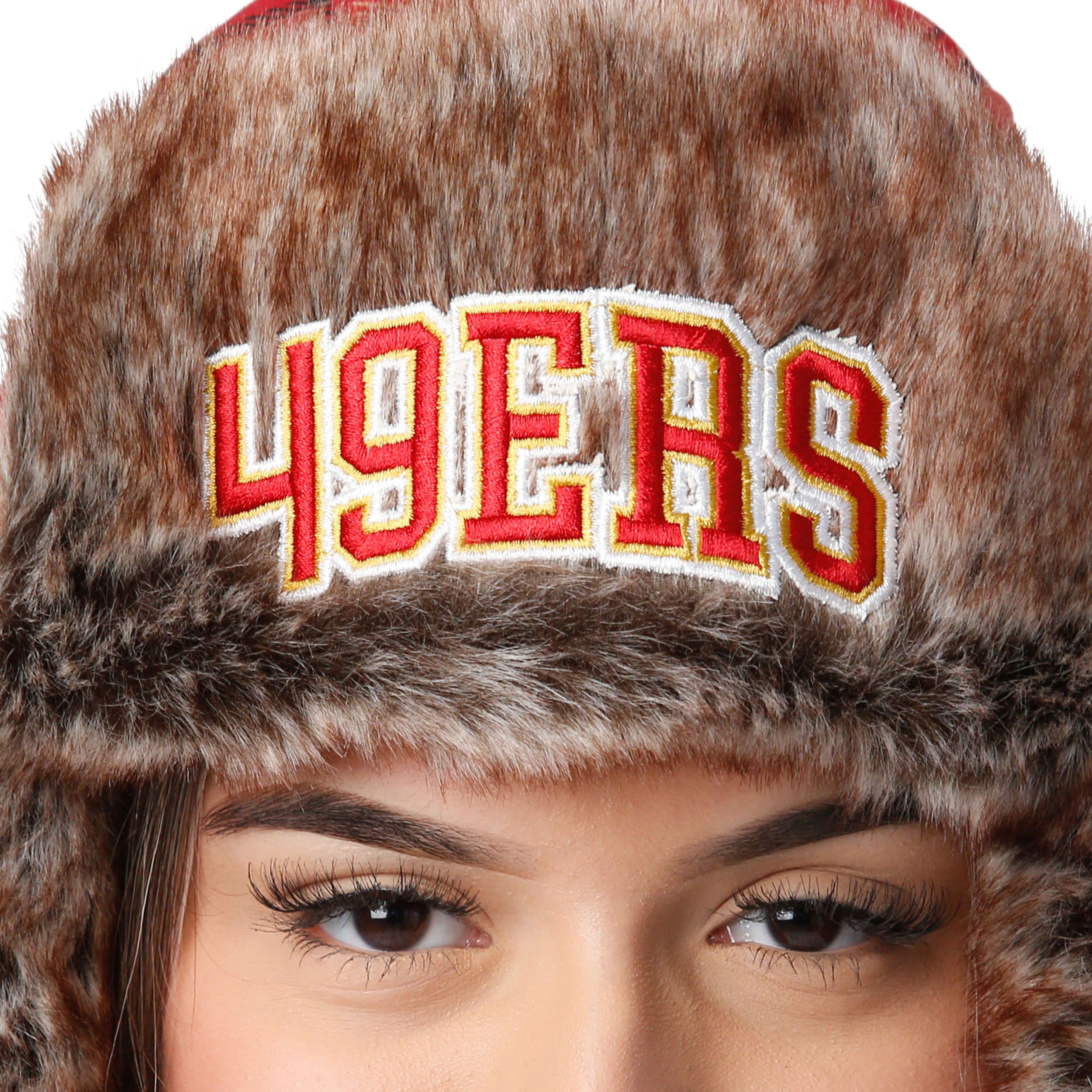 San Francisco 49ers NFL Wordmark Flannel Trapper Hat - Image 4