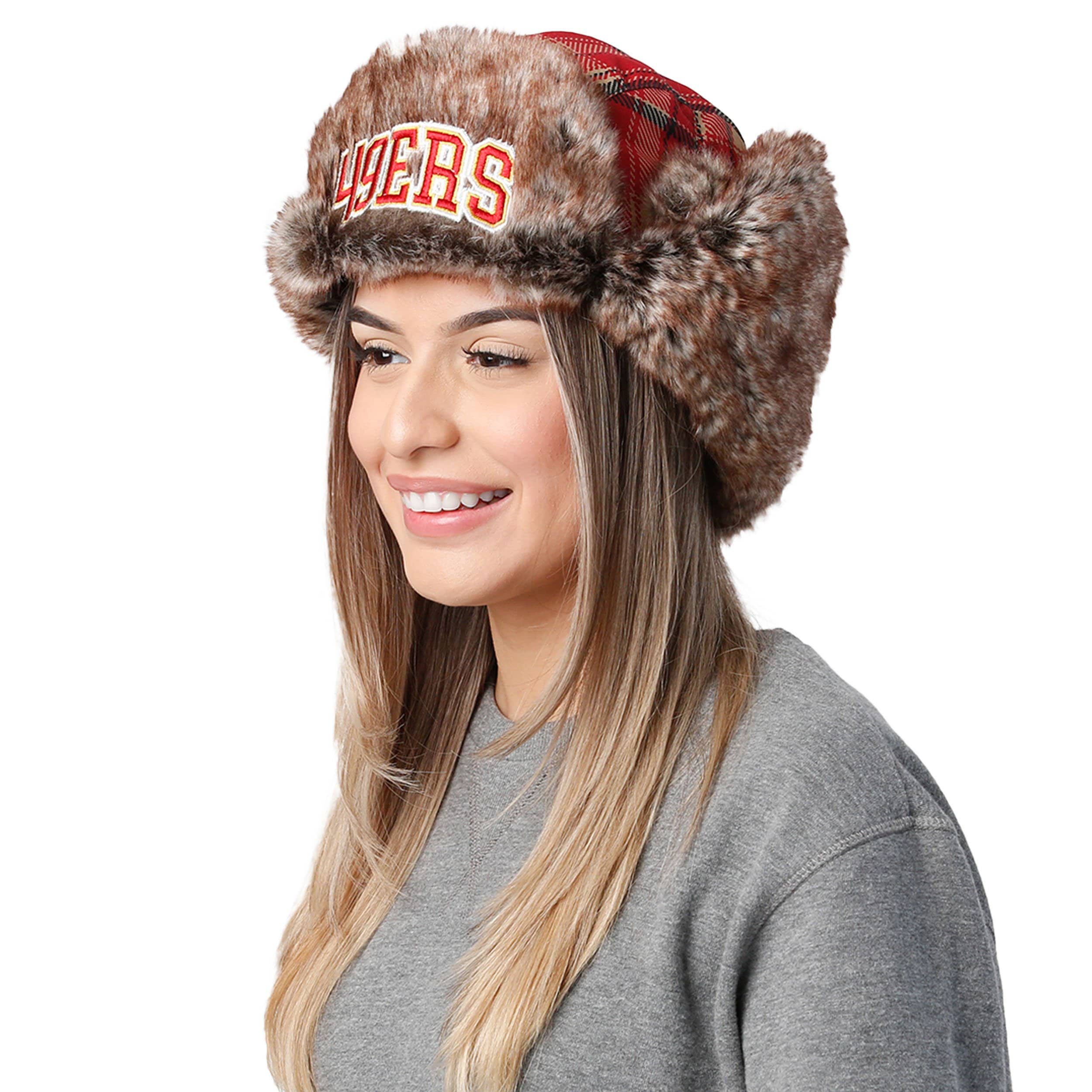 San Francisco 49ers NFL Wordmark Flannel Trapper Hat - Image 5