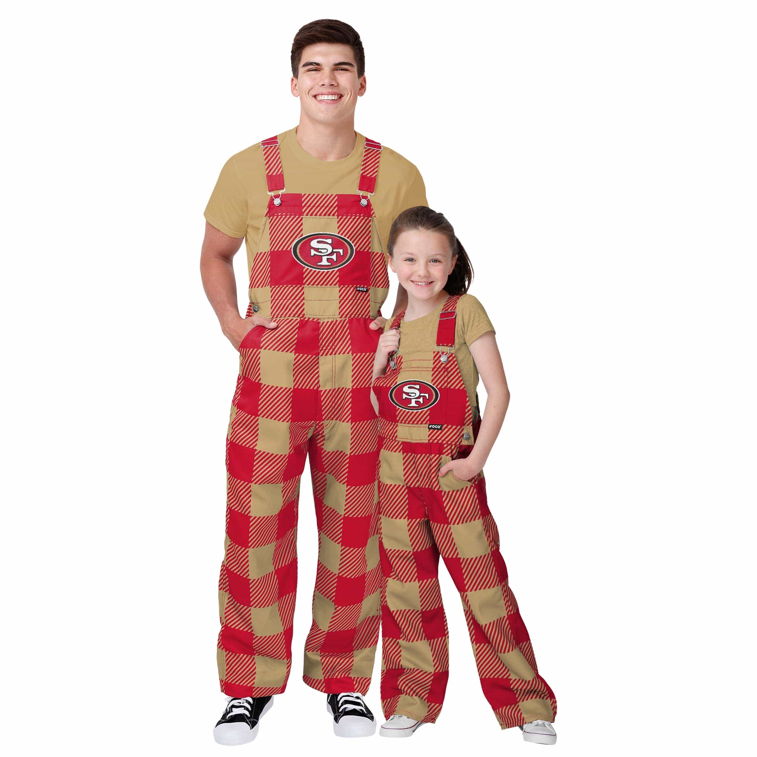 San Francisco 49ers NFL Youth Plaid Bib Overalls - Image 3