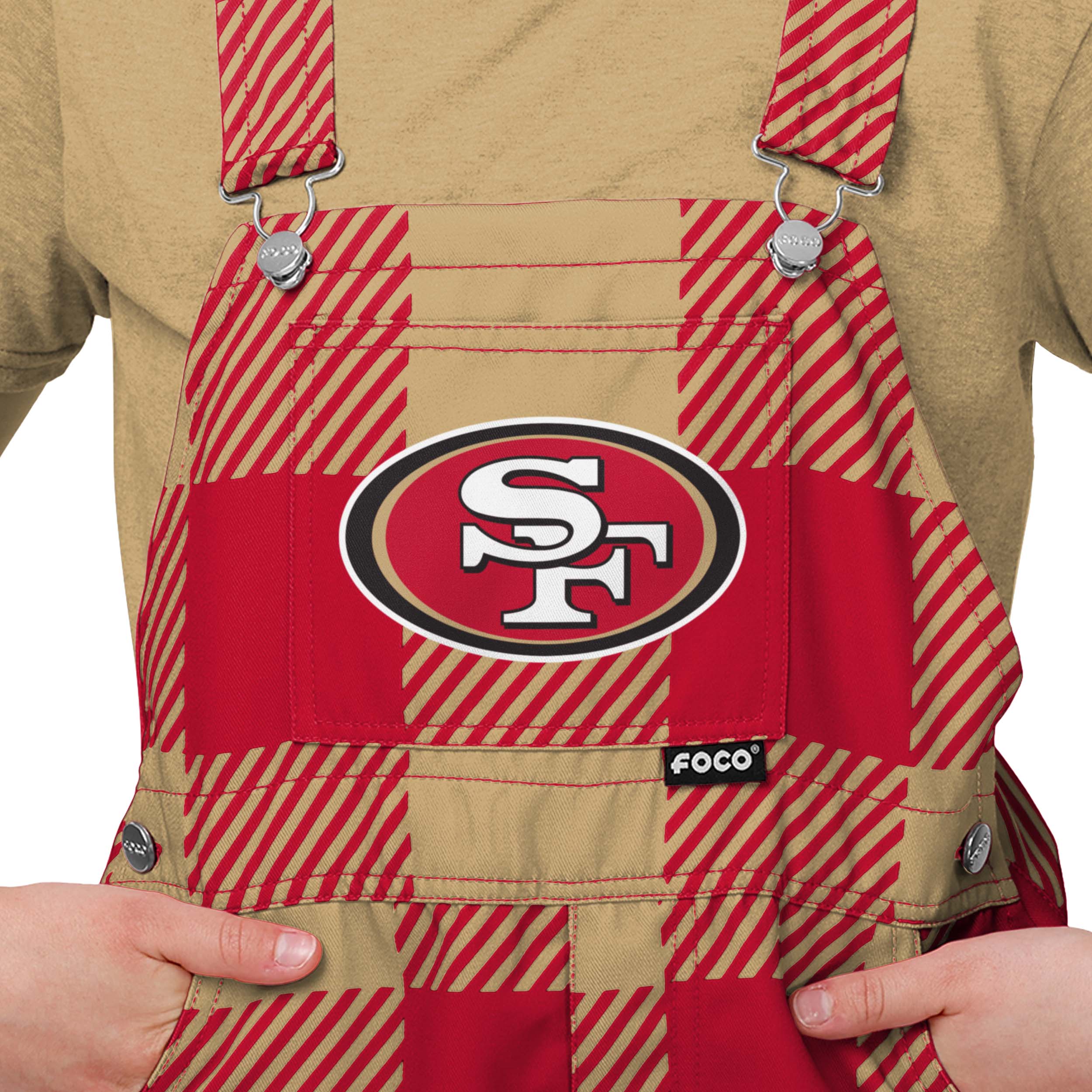 San Francisco 49ers NFL Youth Plaid Bib Overalls - Image 4