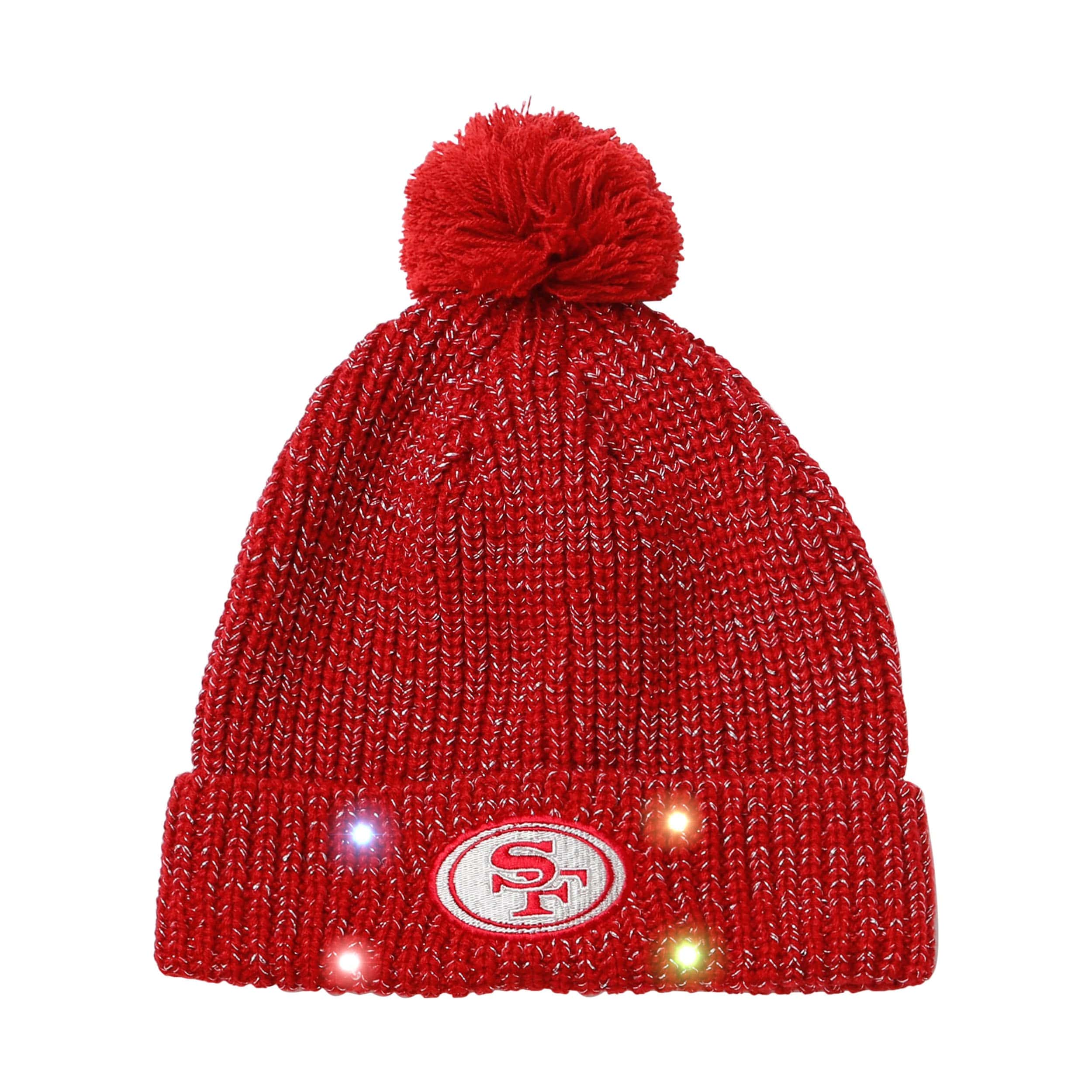 San Francisco 49ers Womens NFL Glitter Knit Light Up Beanie - Image 2