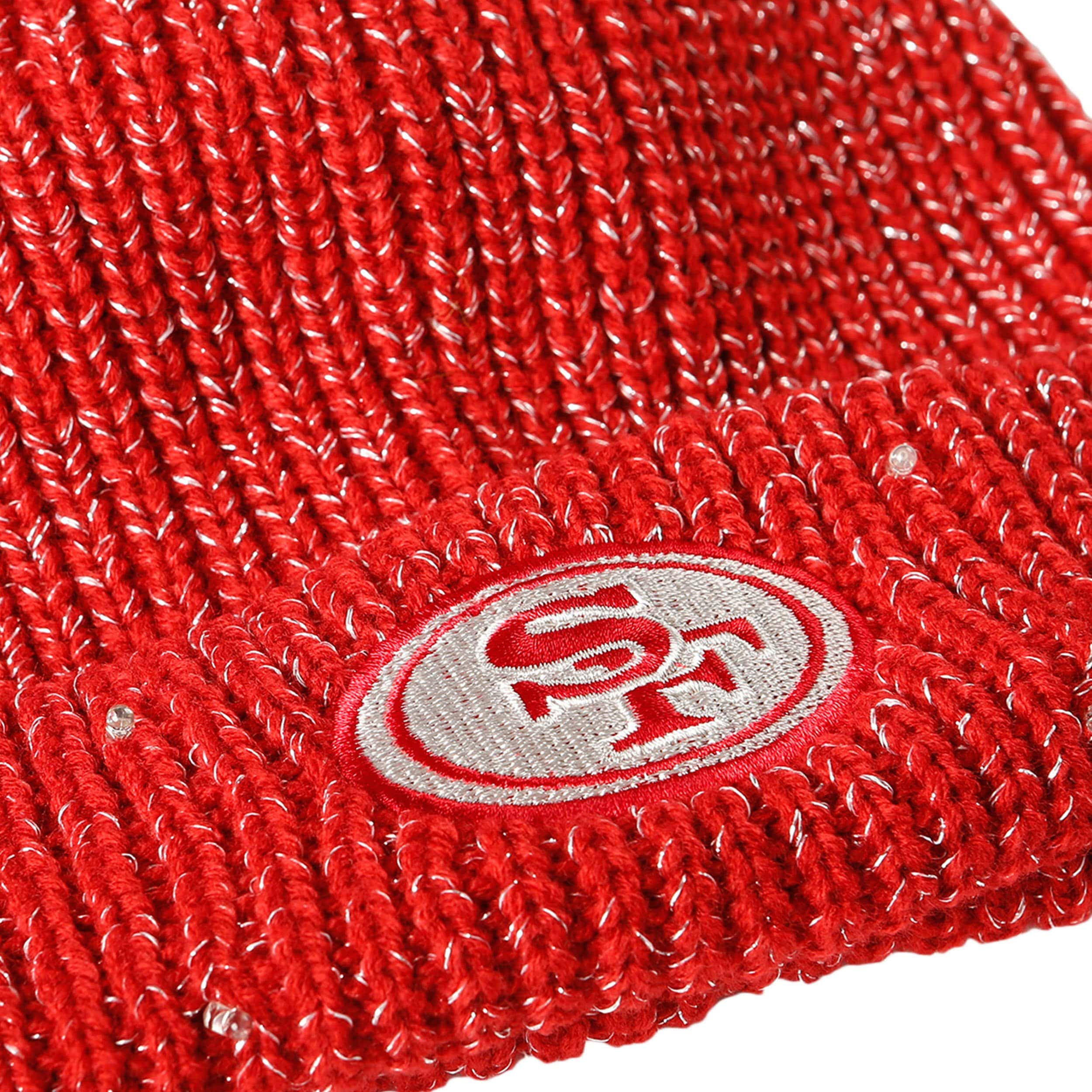 San Francisco 49ers Womens NFL Glitter Knit Light Up Beanie - Image 3