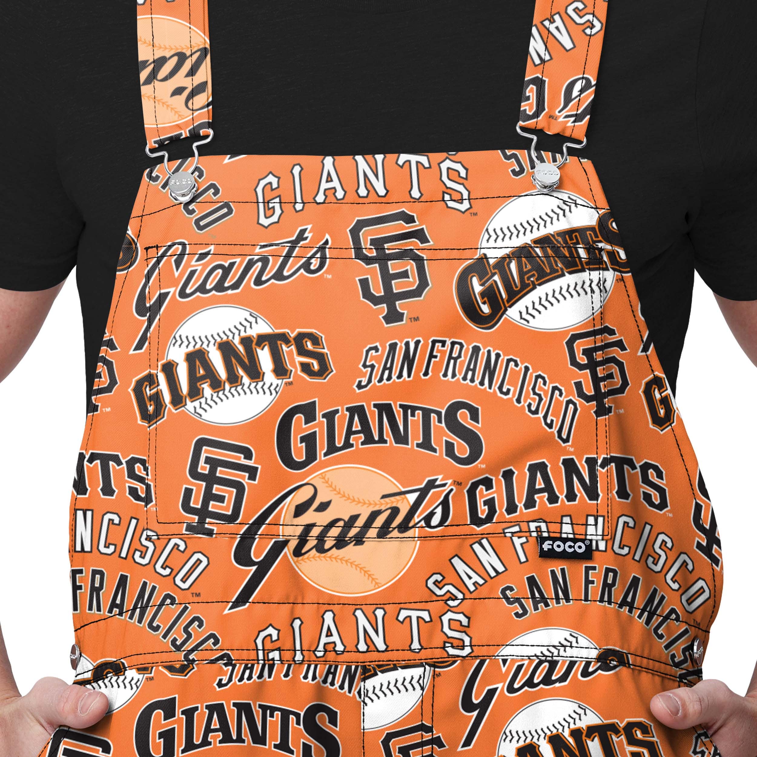 San Francisco Giants MLB Mens Historic Print Bib Shortalls - Image 4