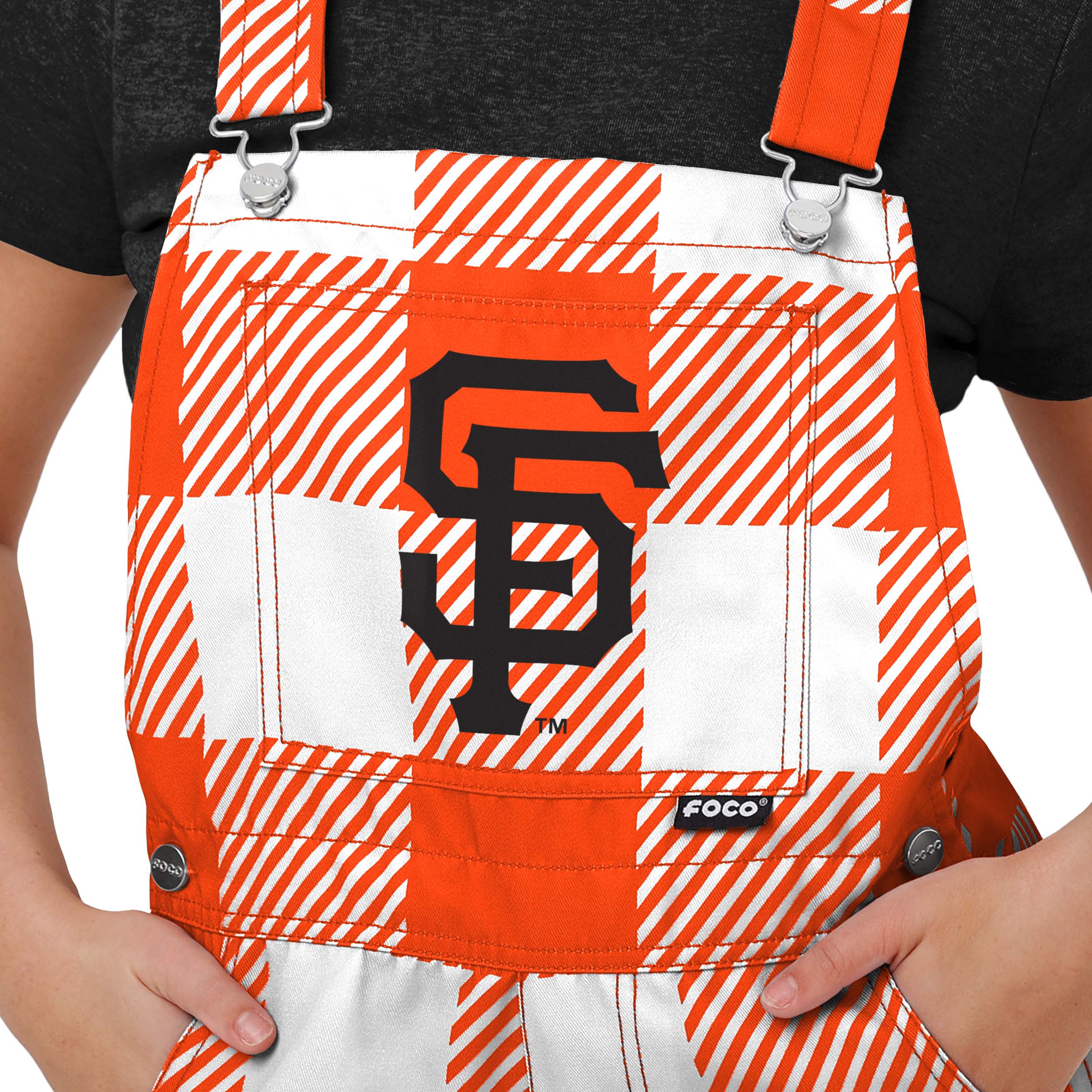 San Francisco Giants MLB Womens Plaid Bib Shortalls - Image 3