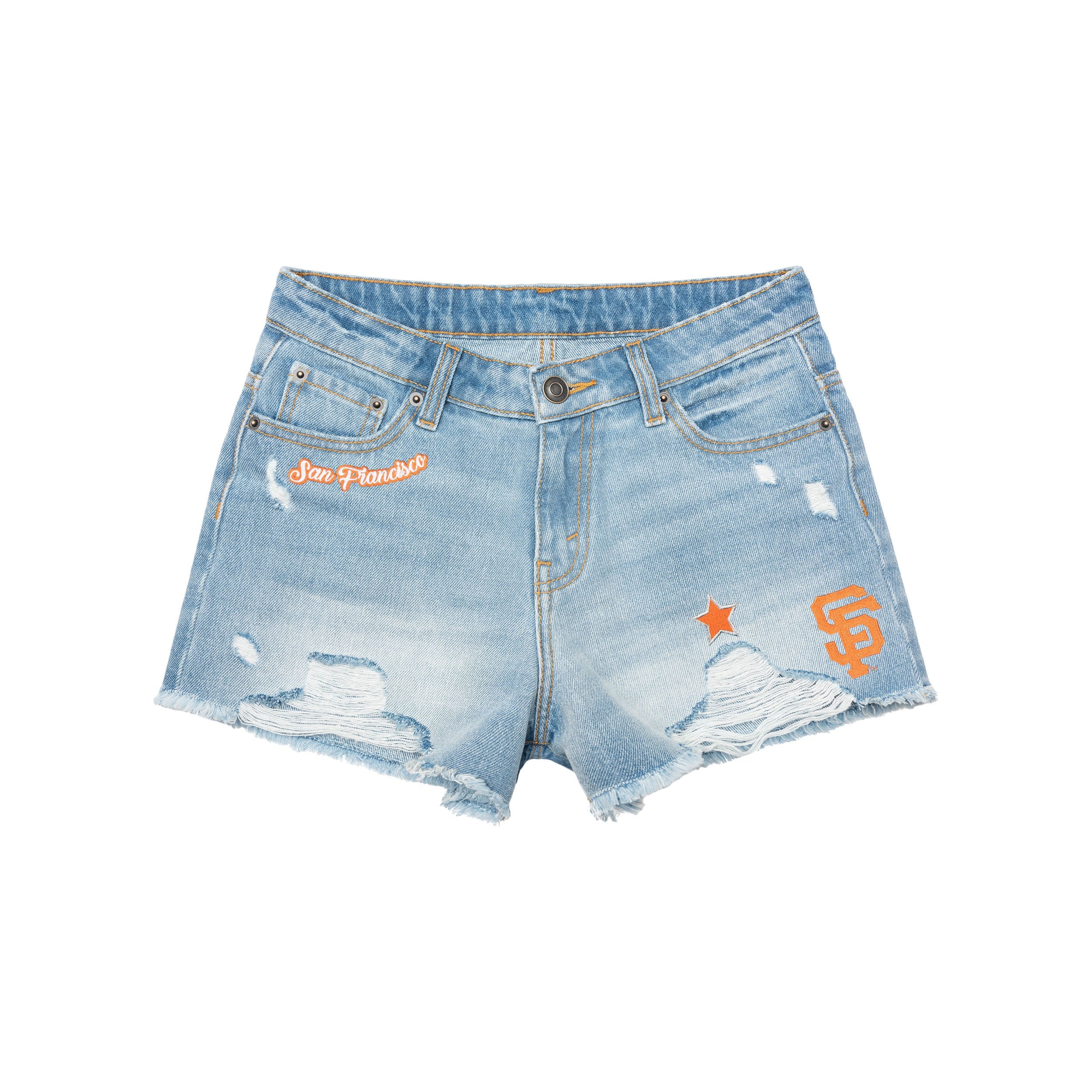 San Francisco Giants MLB Womens Team Logo Denim Shorts - Image 3