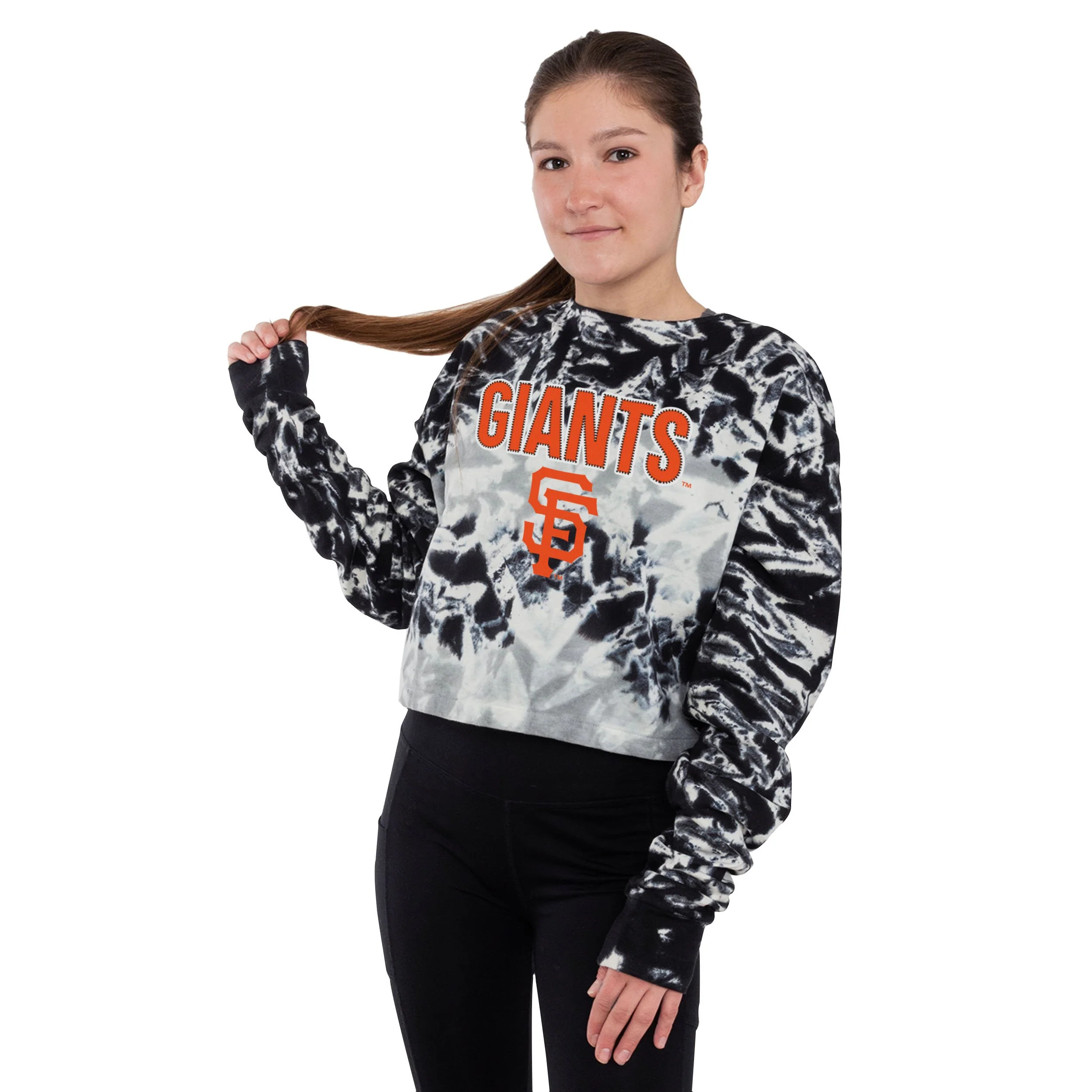 San Francisco Giants MLB Womens Tie-Dye Rush Cropped Sweater