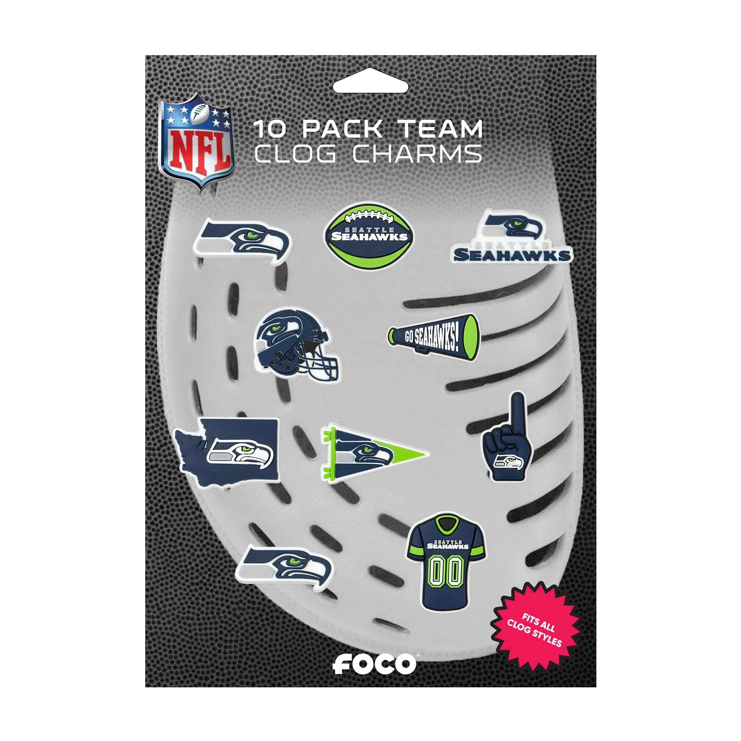 Seattle Seahawks NFL 10 Pack Team Clog Charms - Image 5