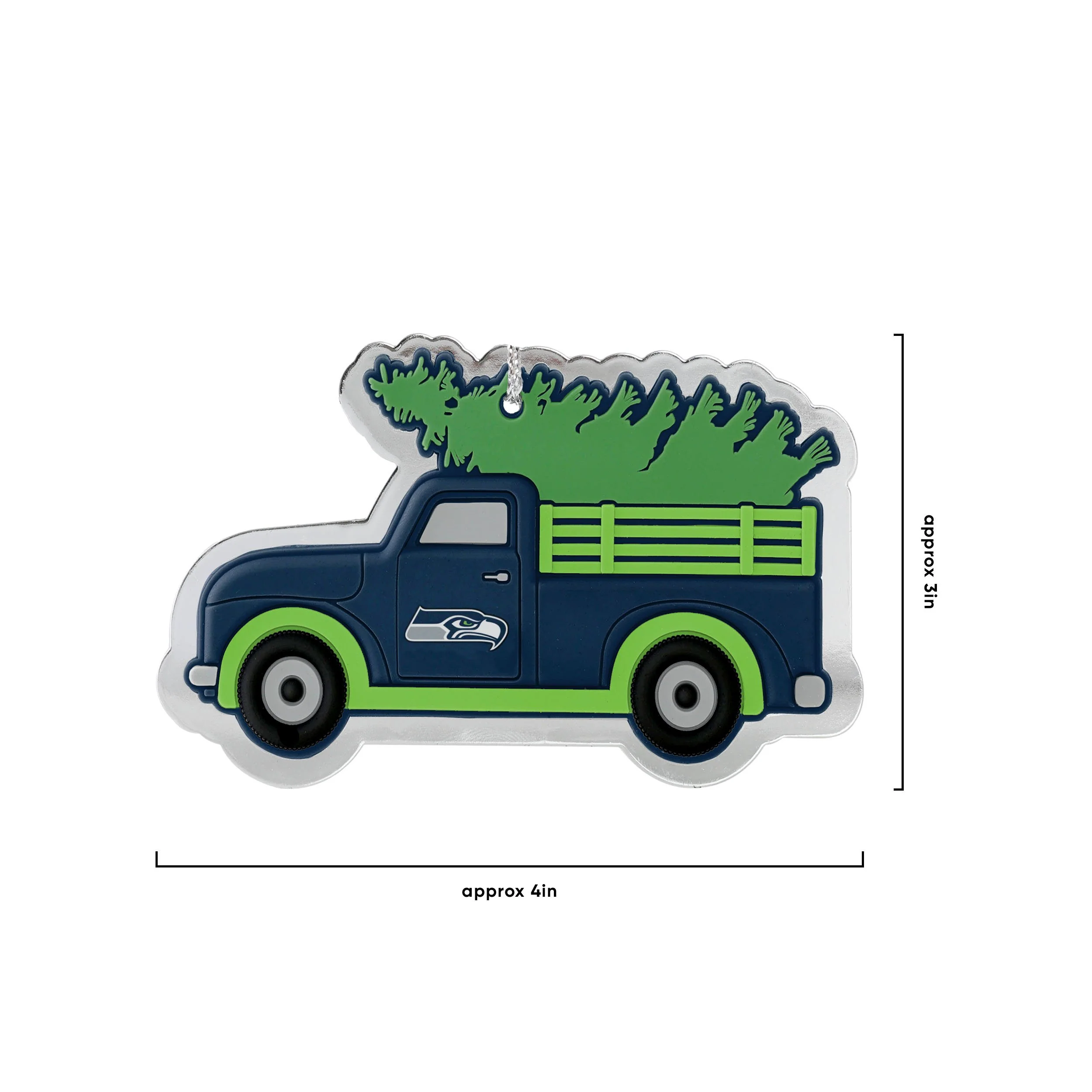 Seattle Seahawks NFL 2 Pack Flat Metal Truck Ornaments - Image 3