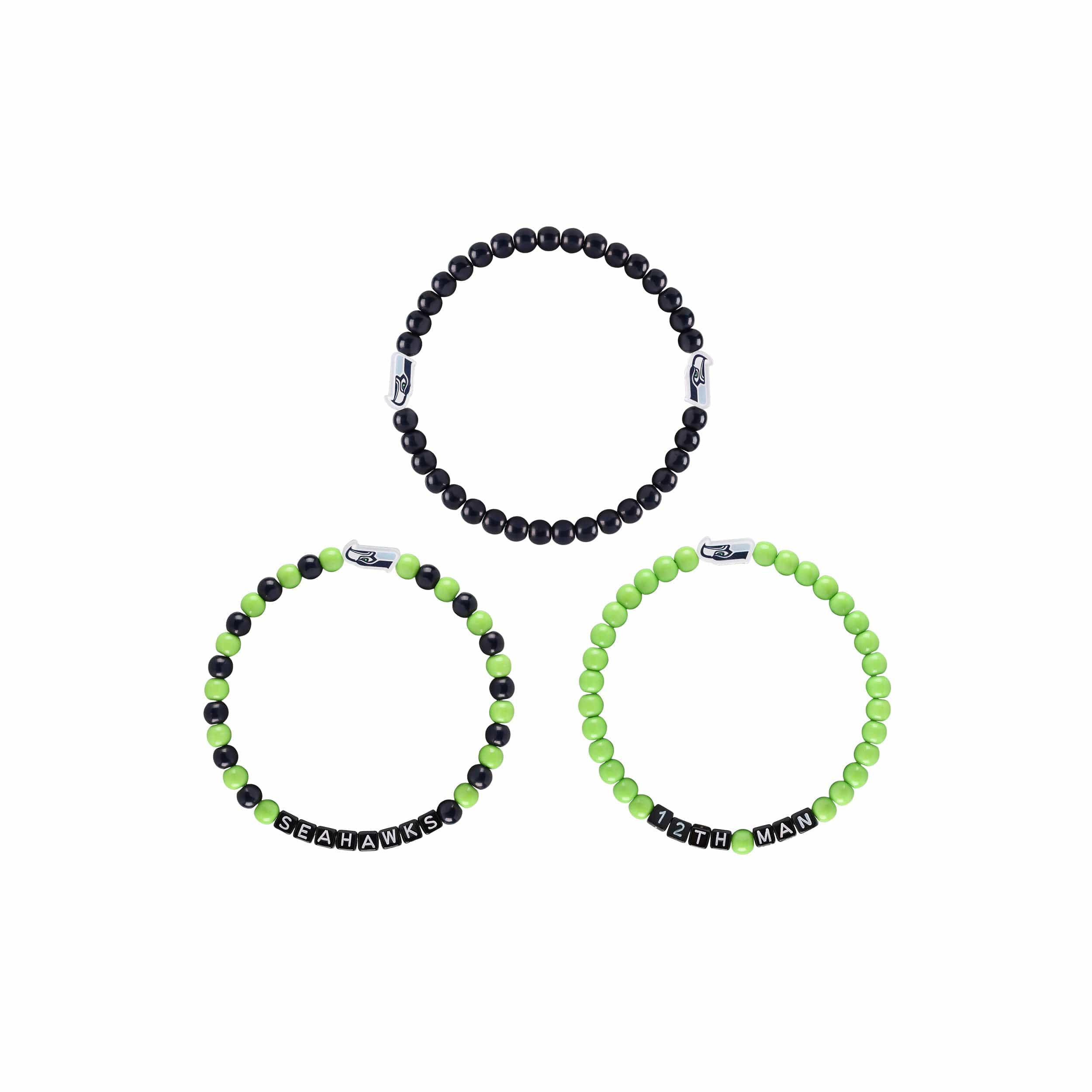 Seattle Seahawks NFL 3 Pack Beaded Friendship Bracelet - Image 3
