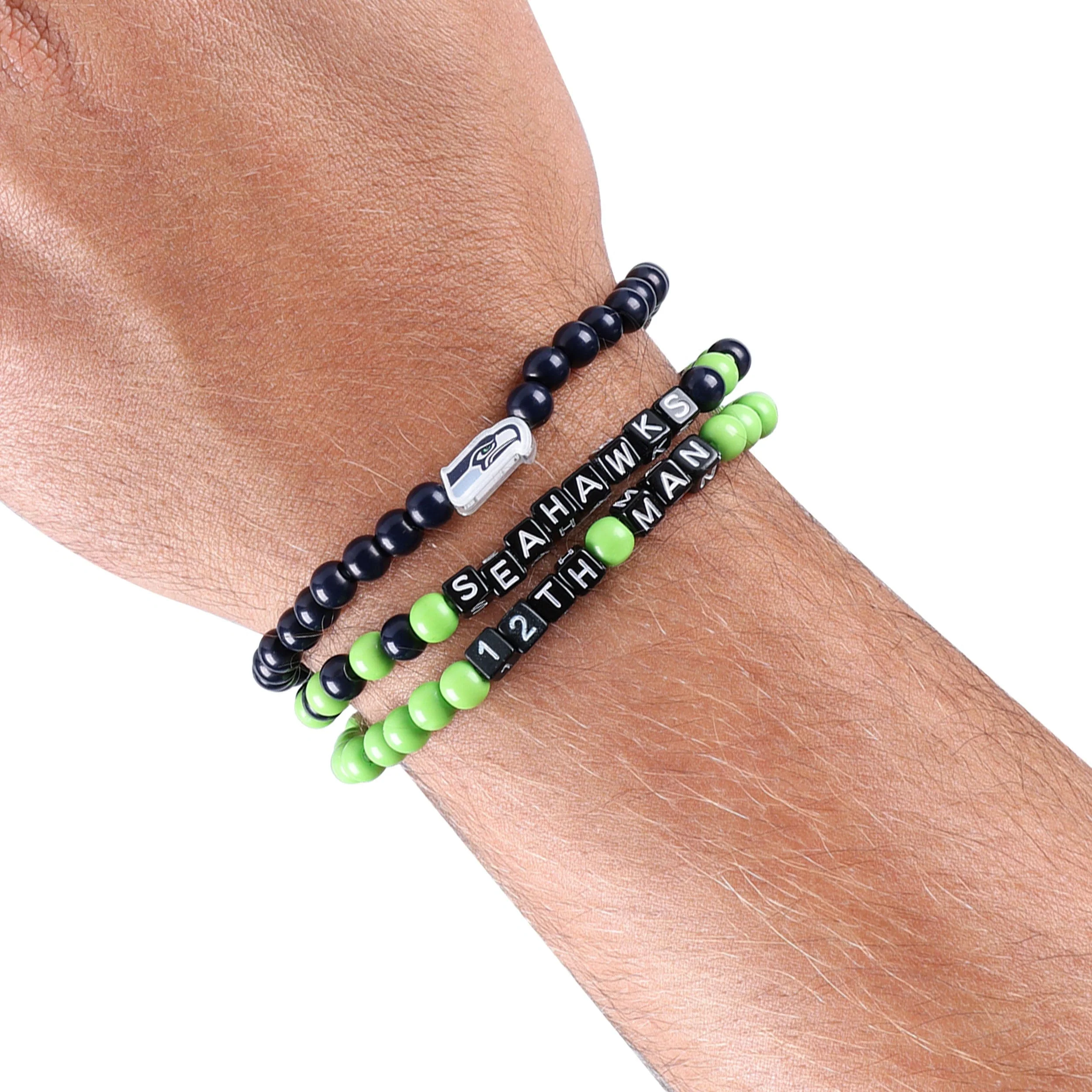 Seattle Seahawks NFL 3 Pack Beaded Friendship Bracelet - Image 4