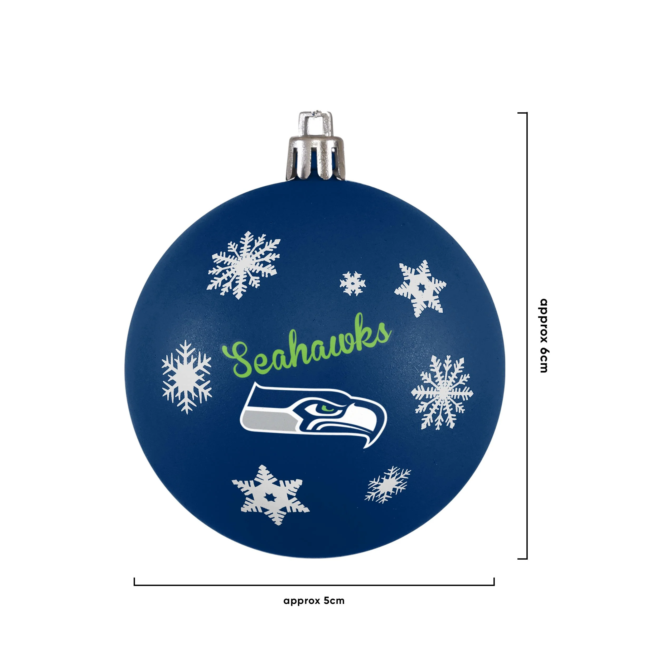 Seattle Seahawks NFL 5 Pack Shatterproof Ball Ornament Set - Image 3