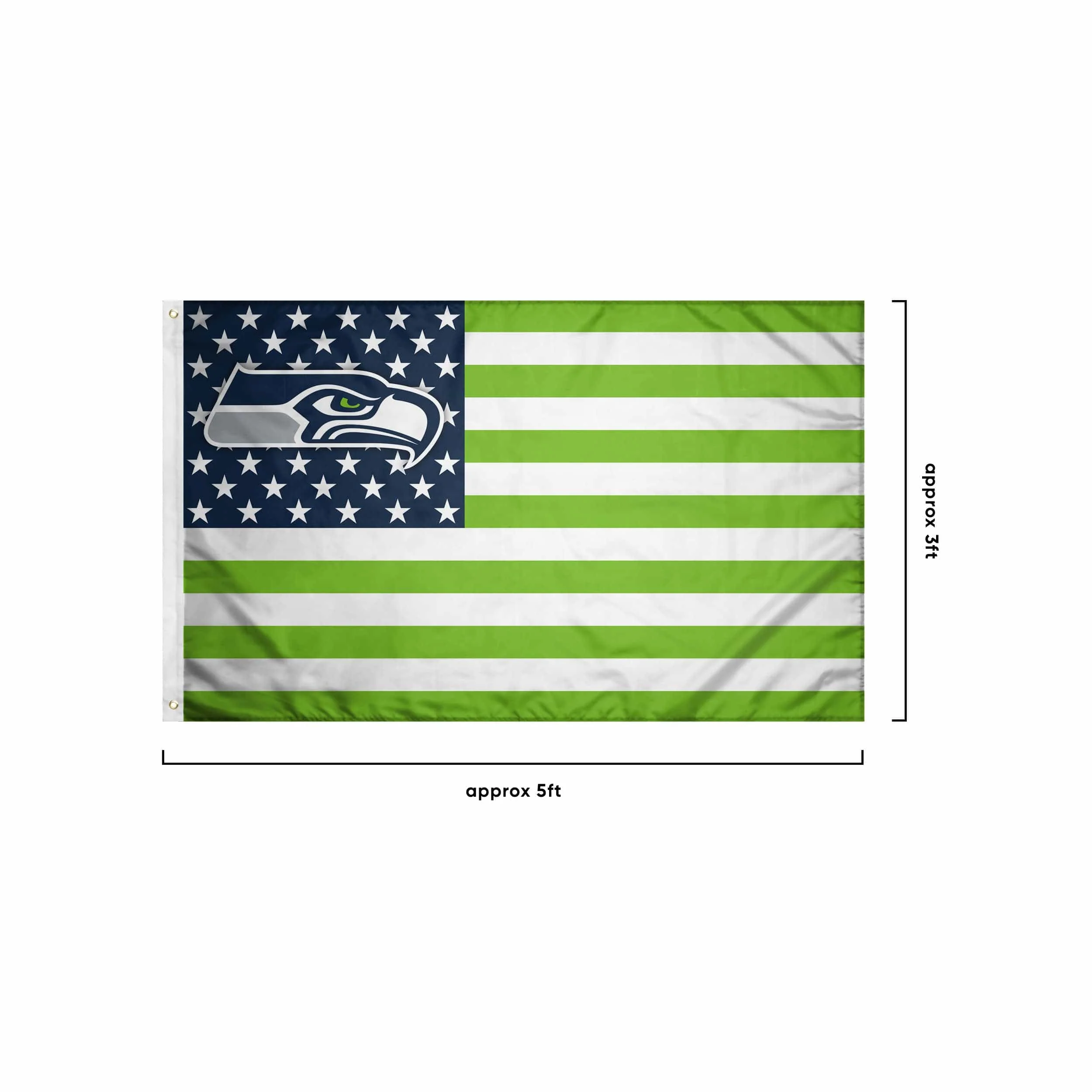 Seattle Seahawks NFL American Stars Horizontal Flag - Image 3