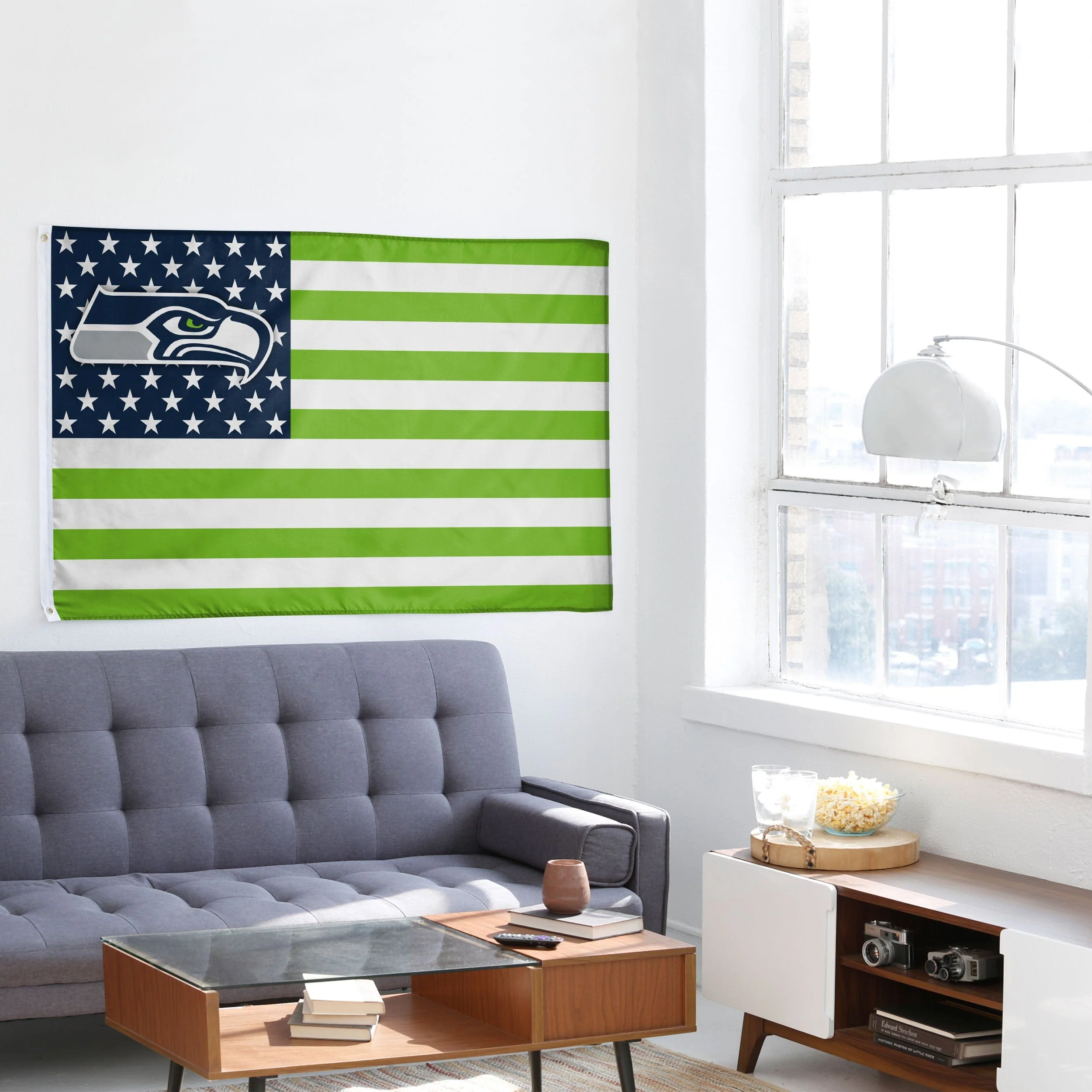 Seattle Seahawks NFL American Stars Horizontal Flag - Image 4