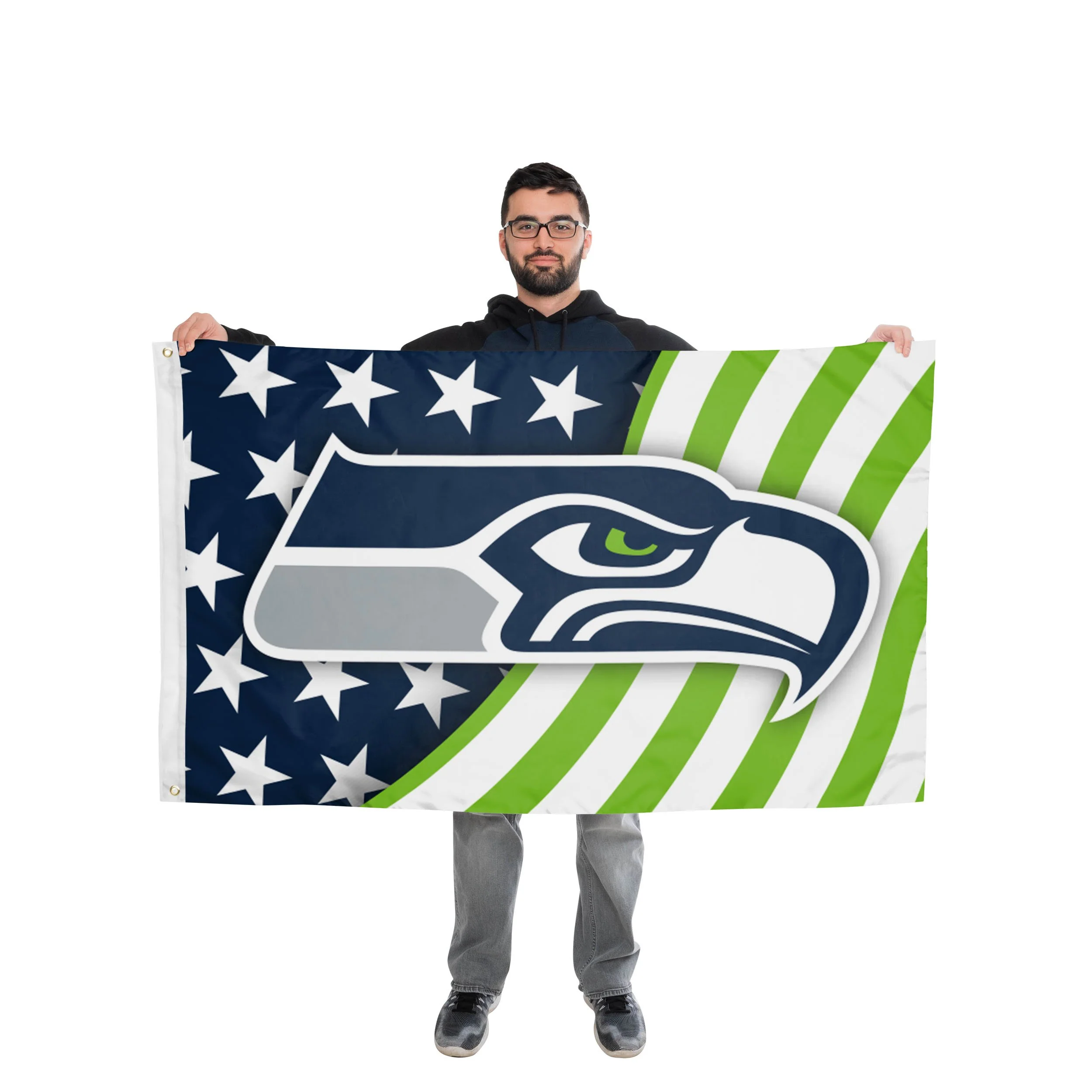 Seattle Seahawks NFL Americana Horizontal Flag - Image 2